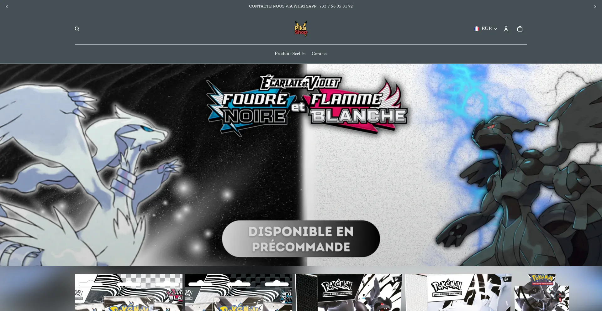 Website screenshot of Pikashop.fr