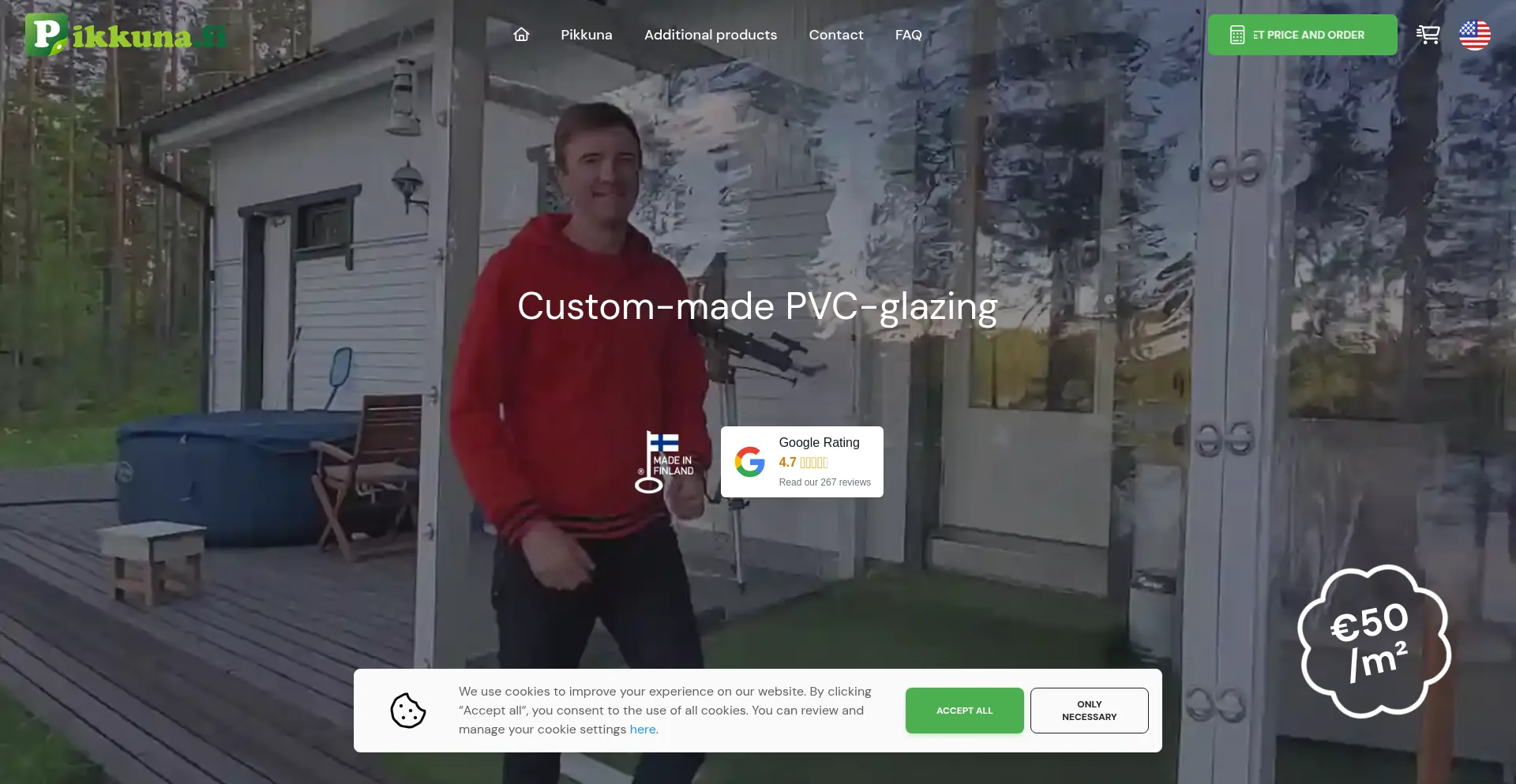 Website screenshot of Pikkuna.fi
