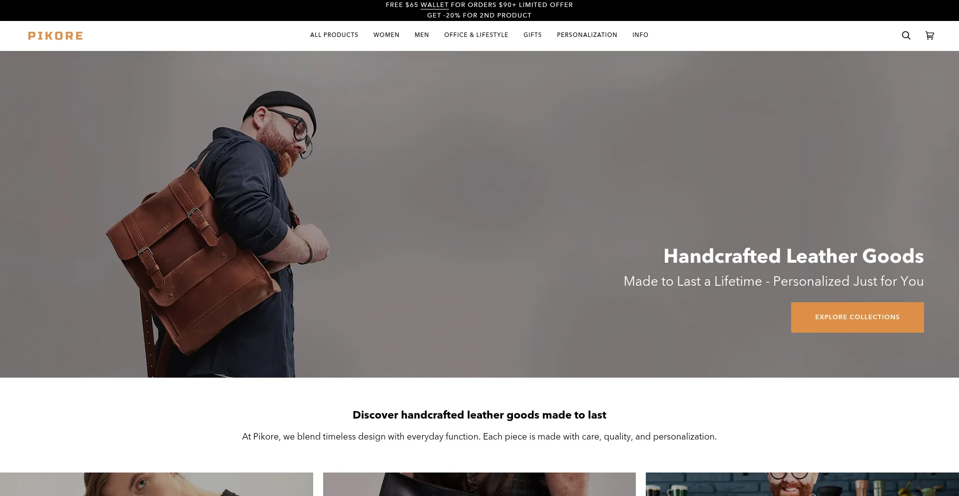 Website screenshot of Pikore.shop