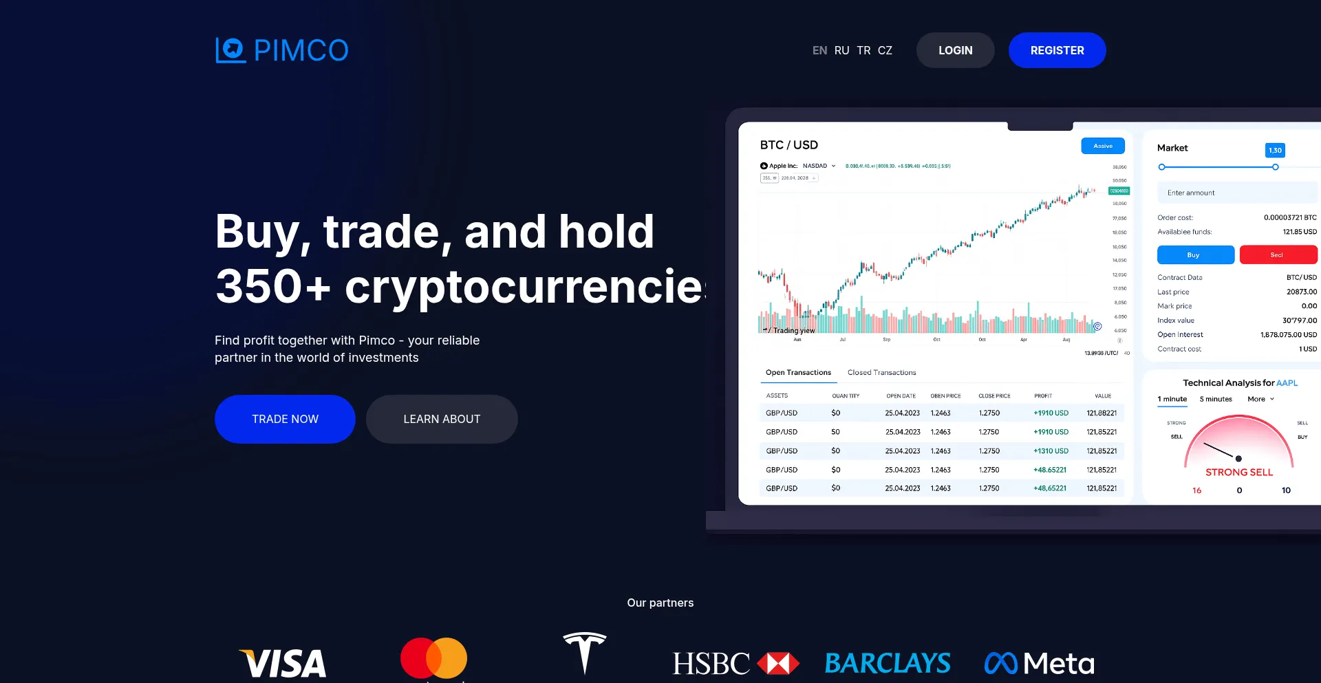 Website screenshot of Pimco.trading