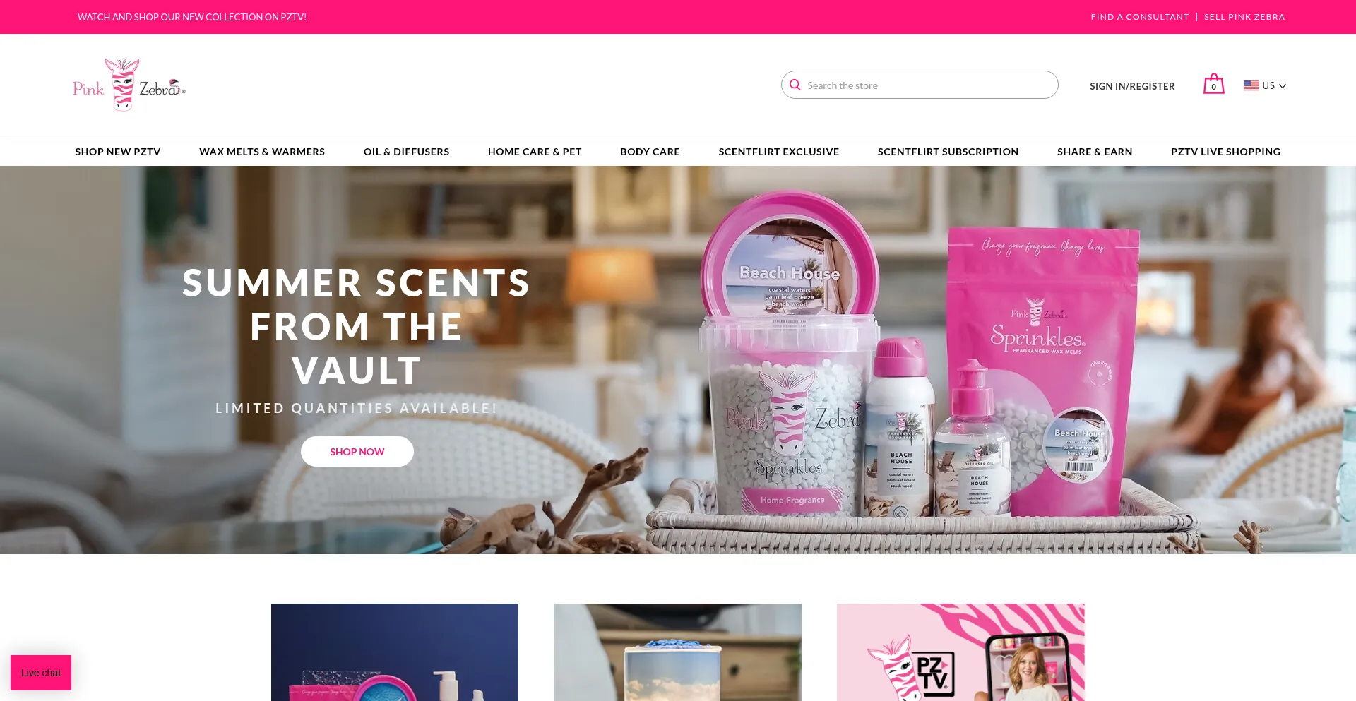 Website screenshot of Pinkzebrahome.com