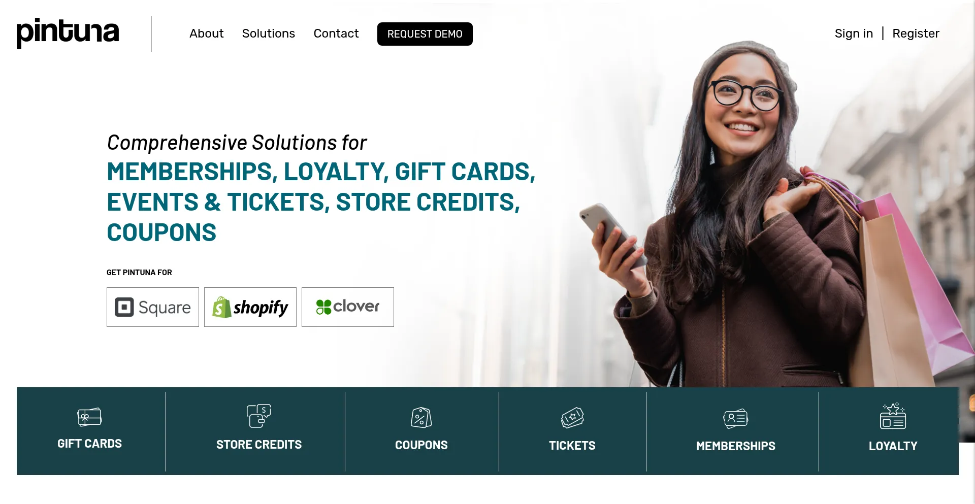 Website screenshot of Pintuna.com