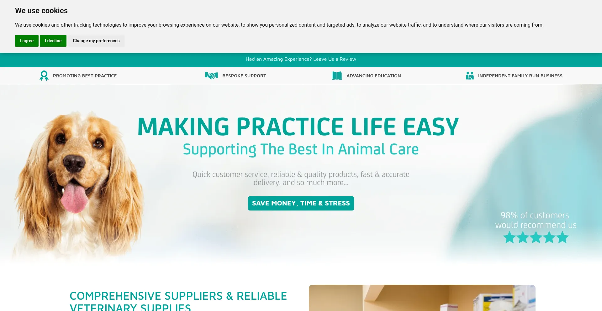 Website screenshot of Pioneervet.co.uk