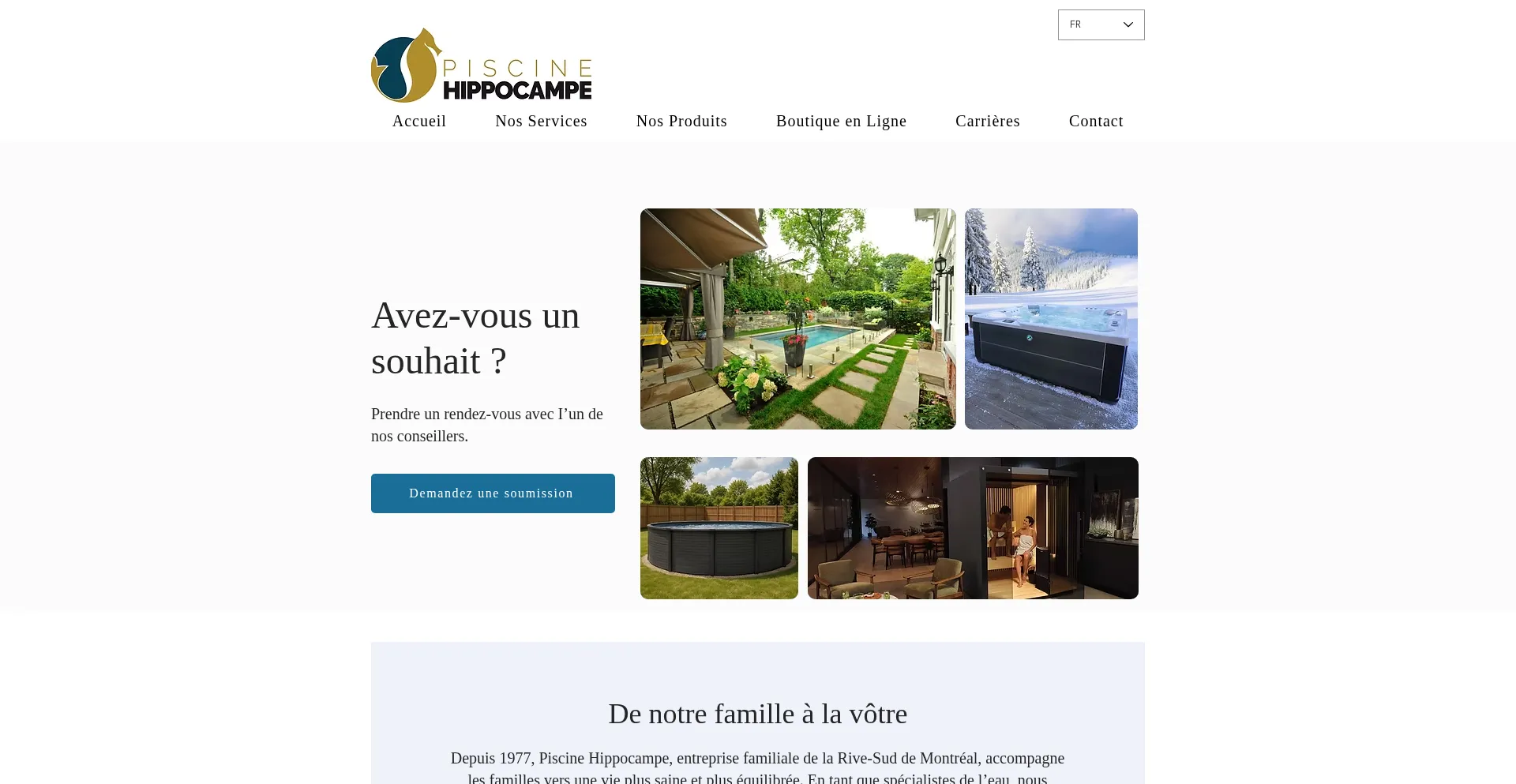 Website screenshot of Piscinehippocampe.ca