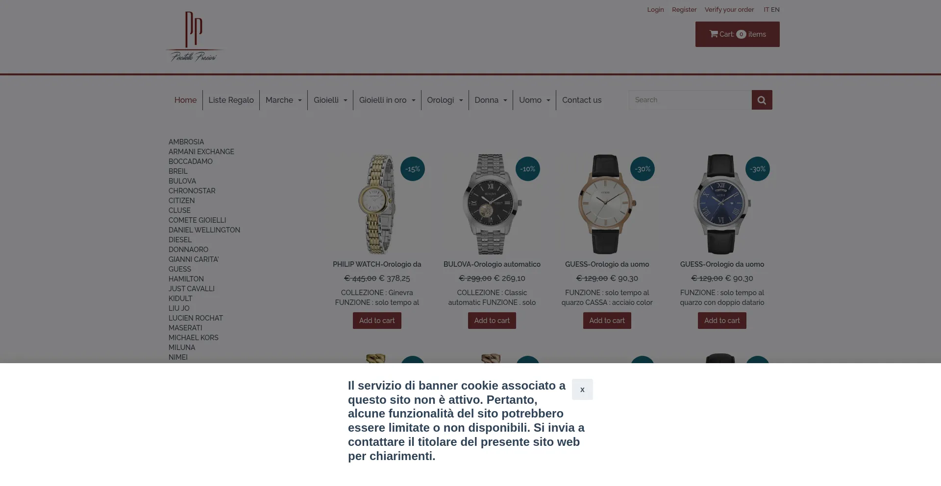 Website screenshot of Piscitellopreziosi.com