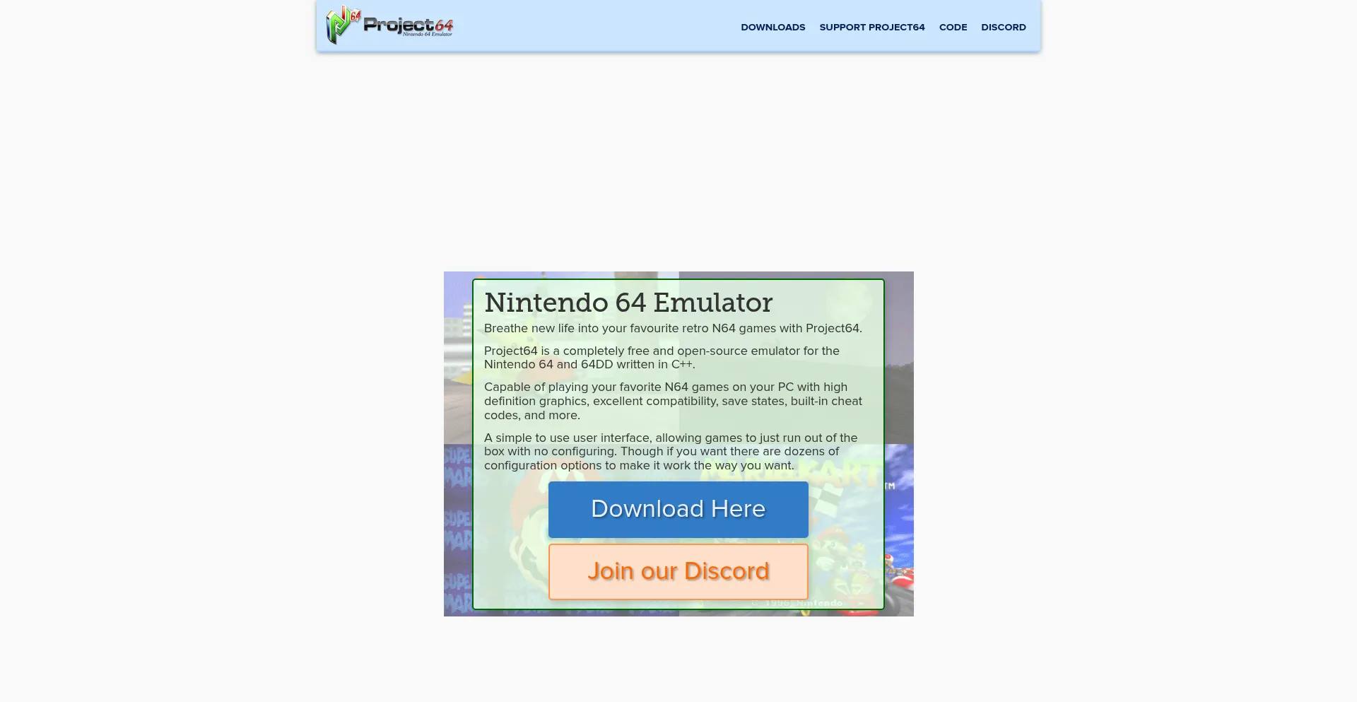 Website screenshot of Pj64-emu.com