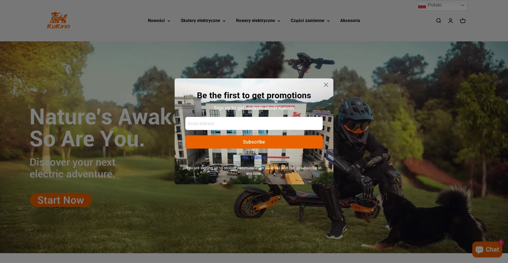 Website screenshot of Pl.kukirin-escooter.com
