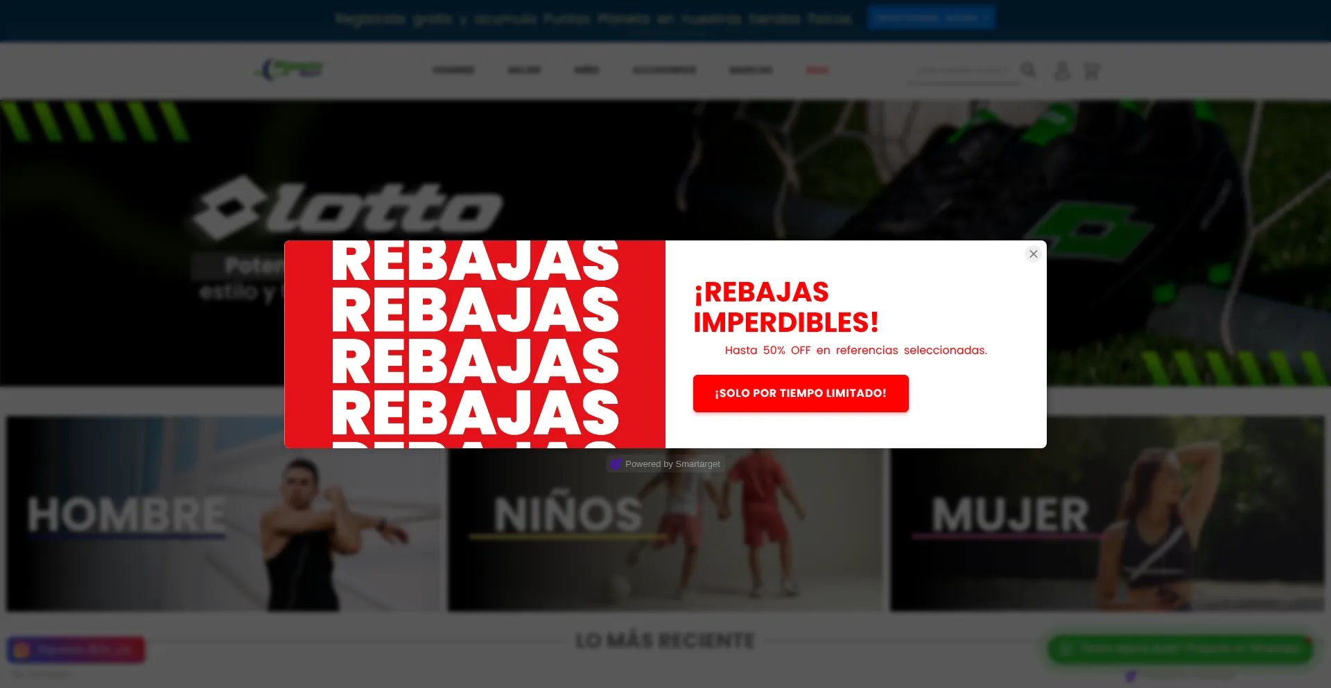 Website screenshot of Planetasport.com.co