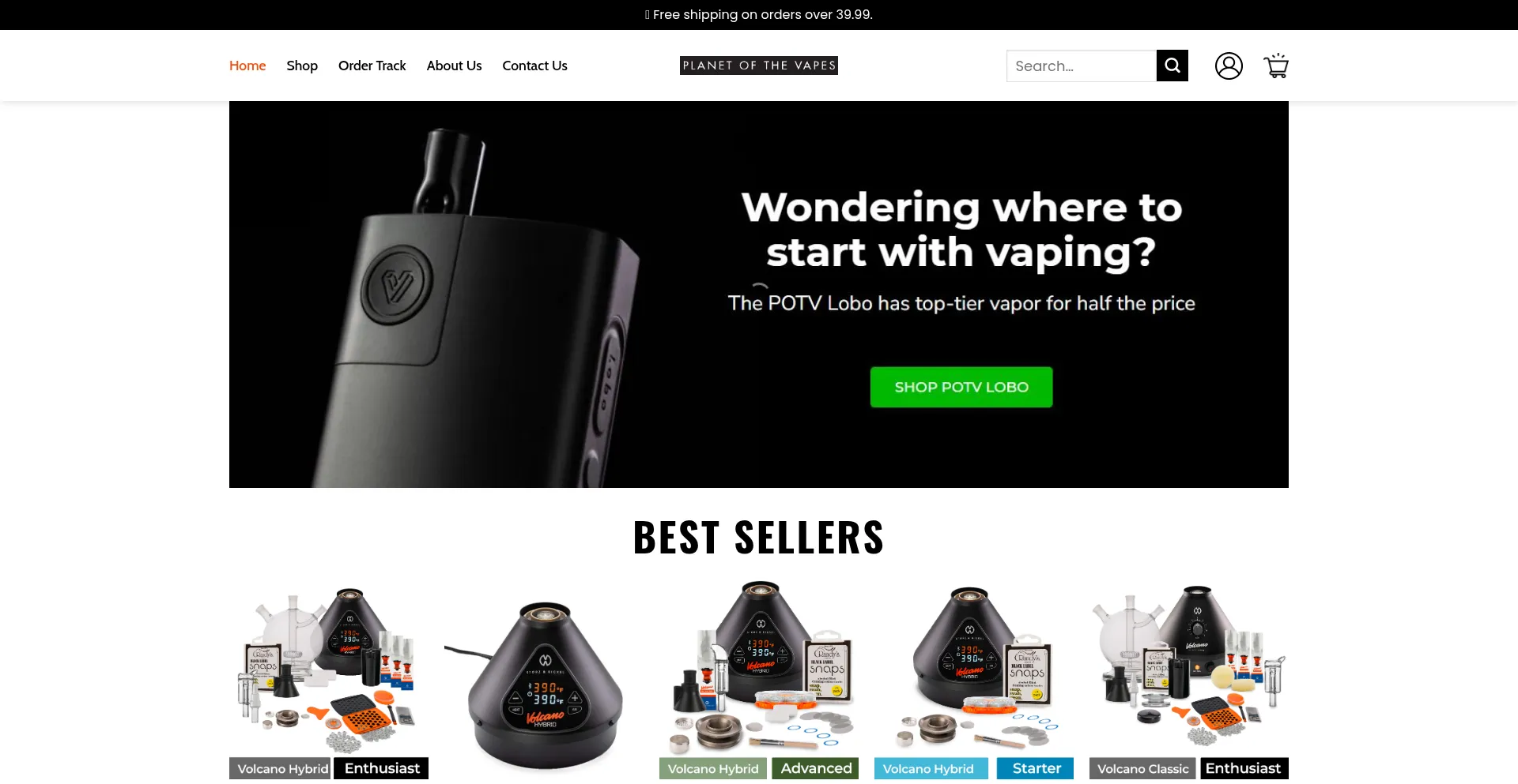 Website screenshot of Planetofthevape.shop