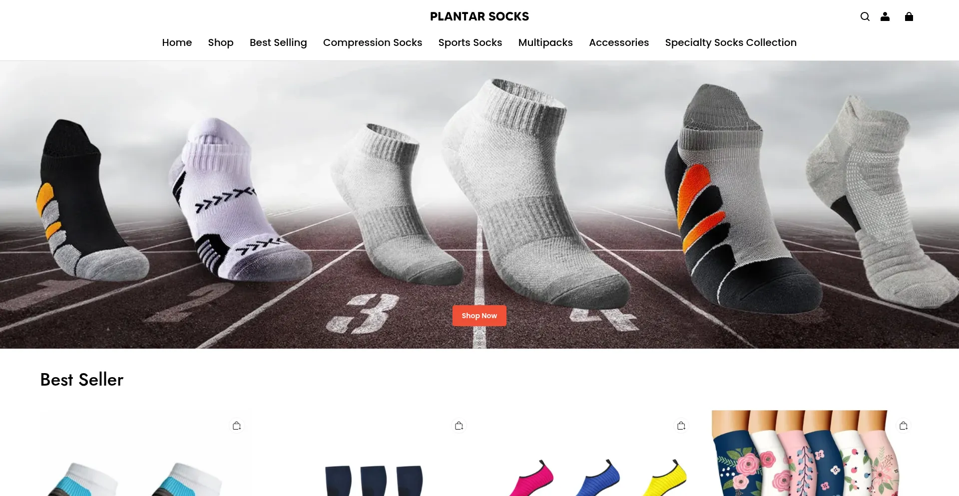 Website screenshot of Plantarsocks.com