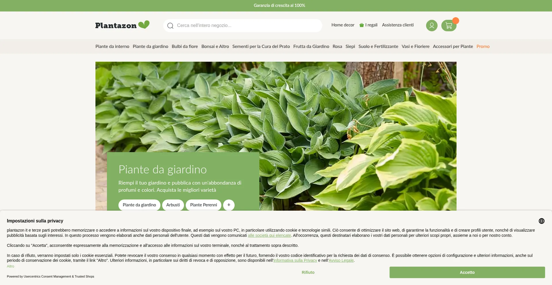 Website screenshot of Plantazon.it