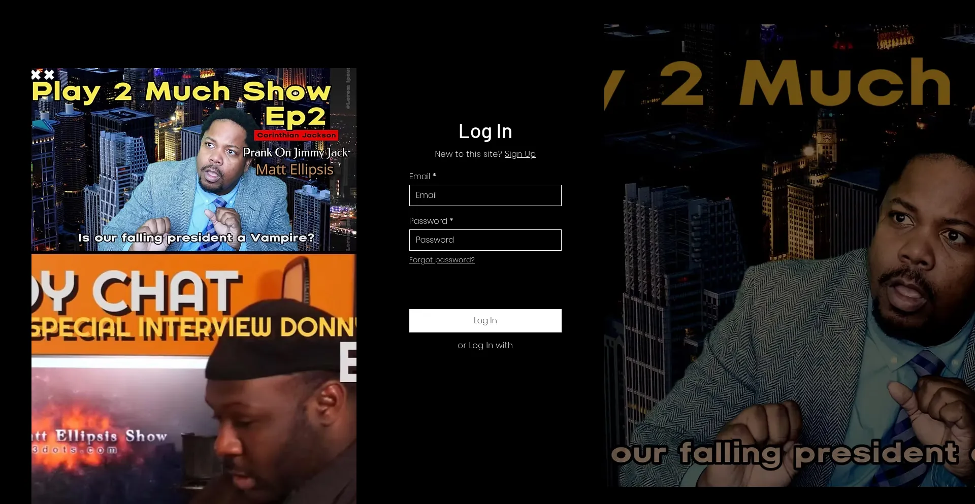 Website screenshot of Play2muchtv.com