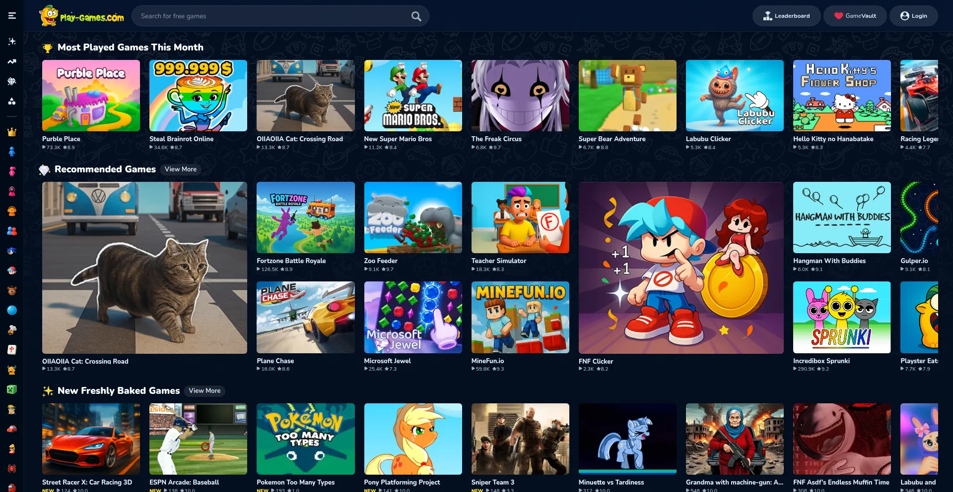 Website screenshot of Play-games.com
