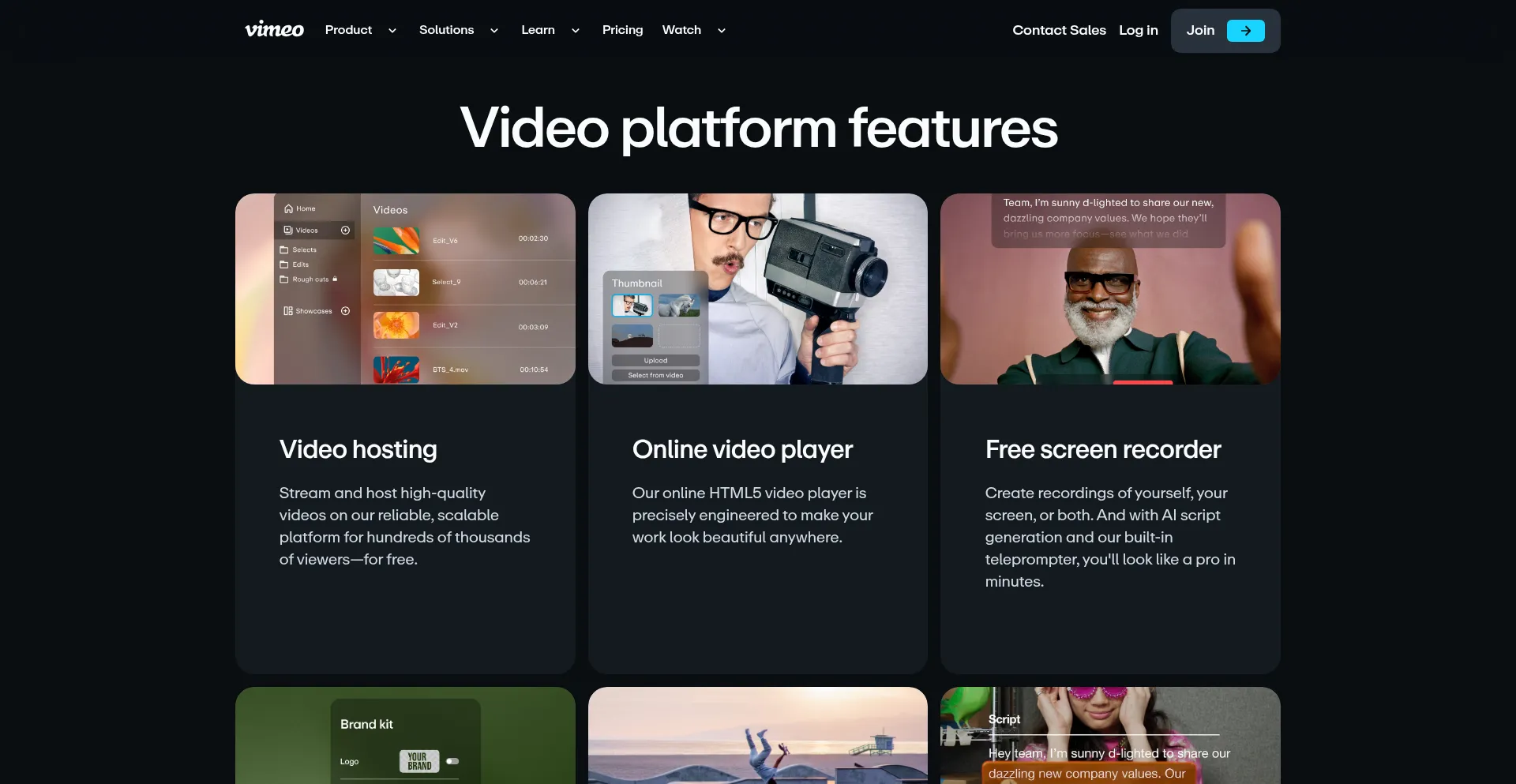 Website screenshot of Player.vimeo.com