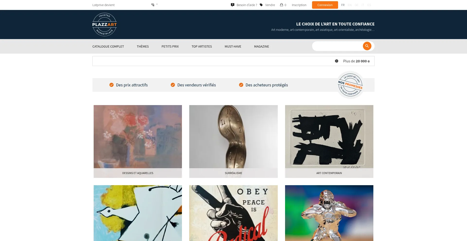 Website screenshot of Plazzart.com