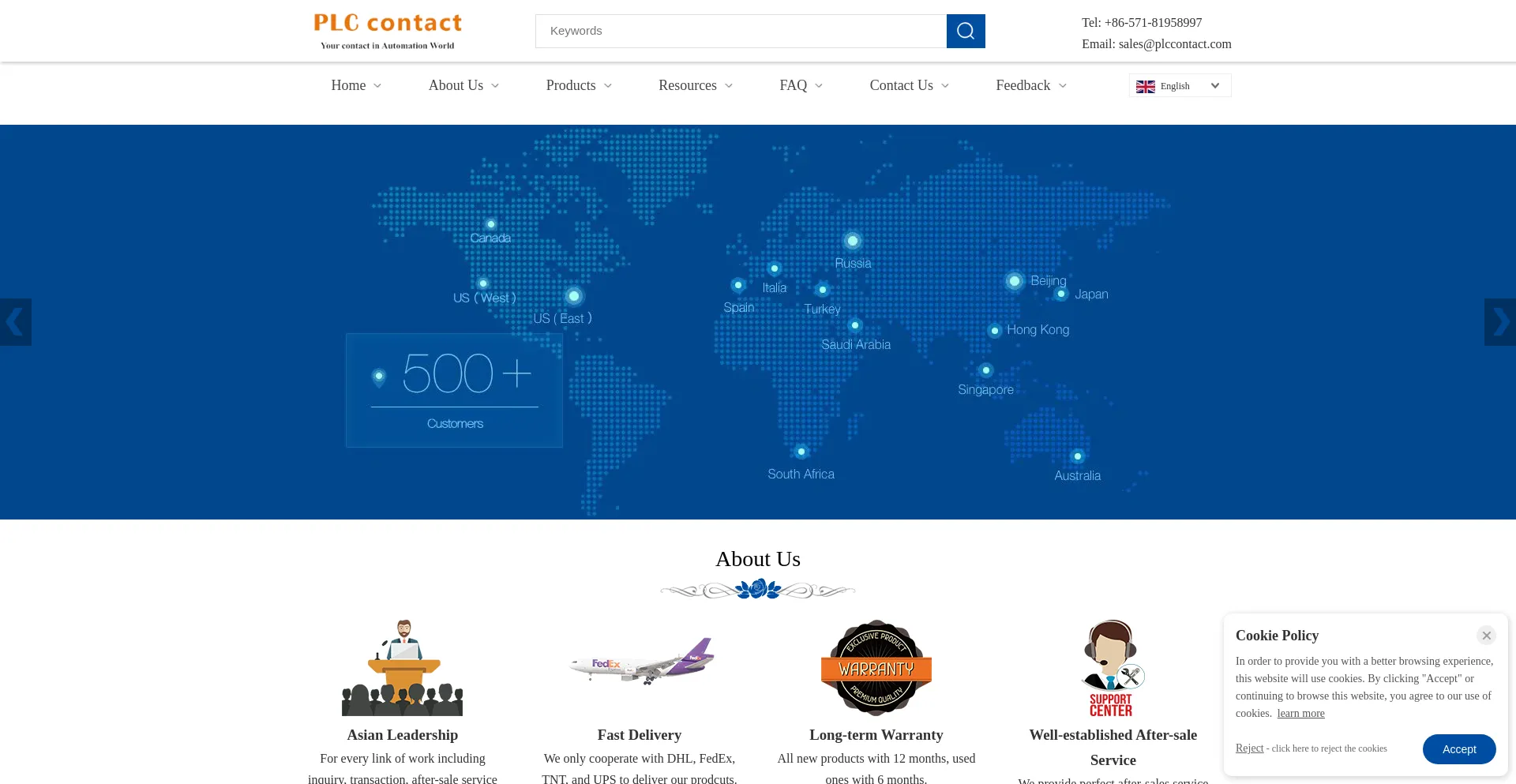 Website screenshot of Plccontact.com