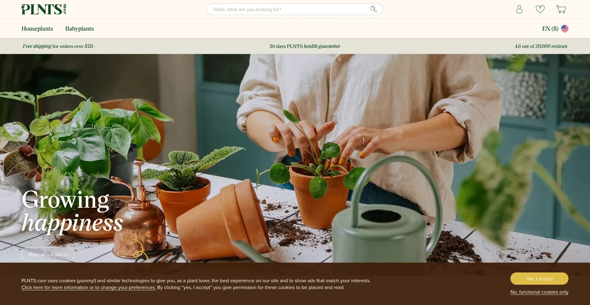 Website screenshot of Plnts.com