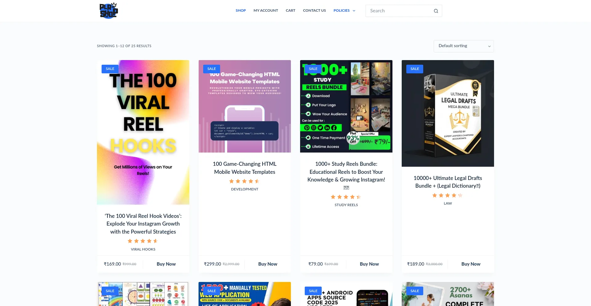 Website screenshot of Plrshop.me