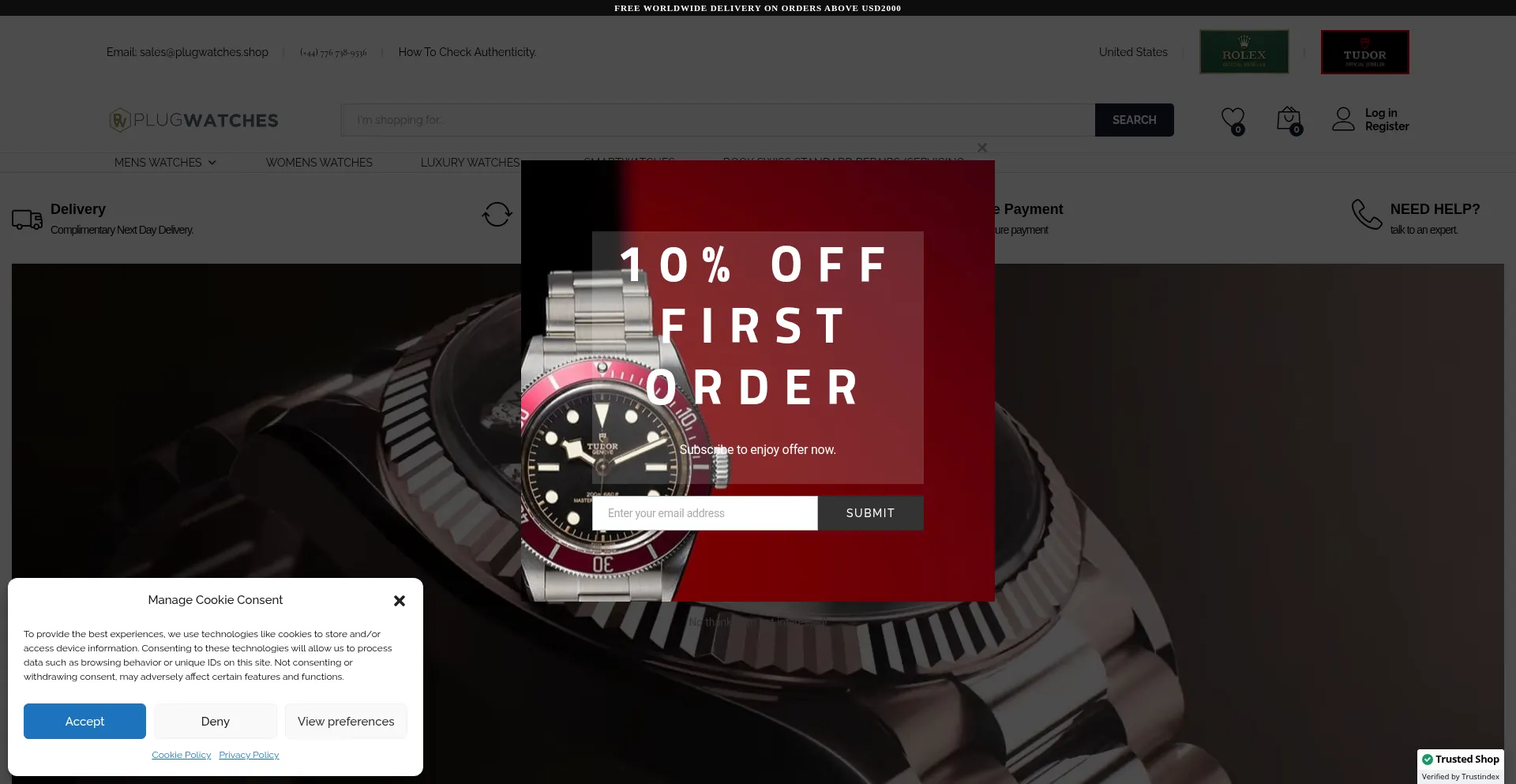 Website screenshot of Plugwatches.shop
