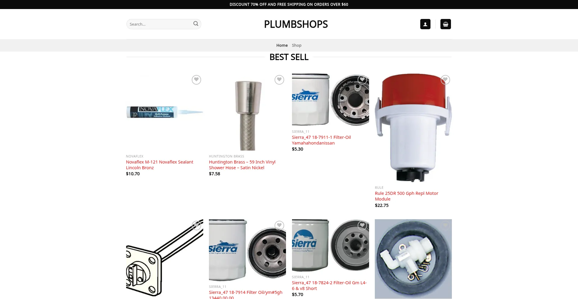 Website screenshot of Plumbshops.com