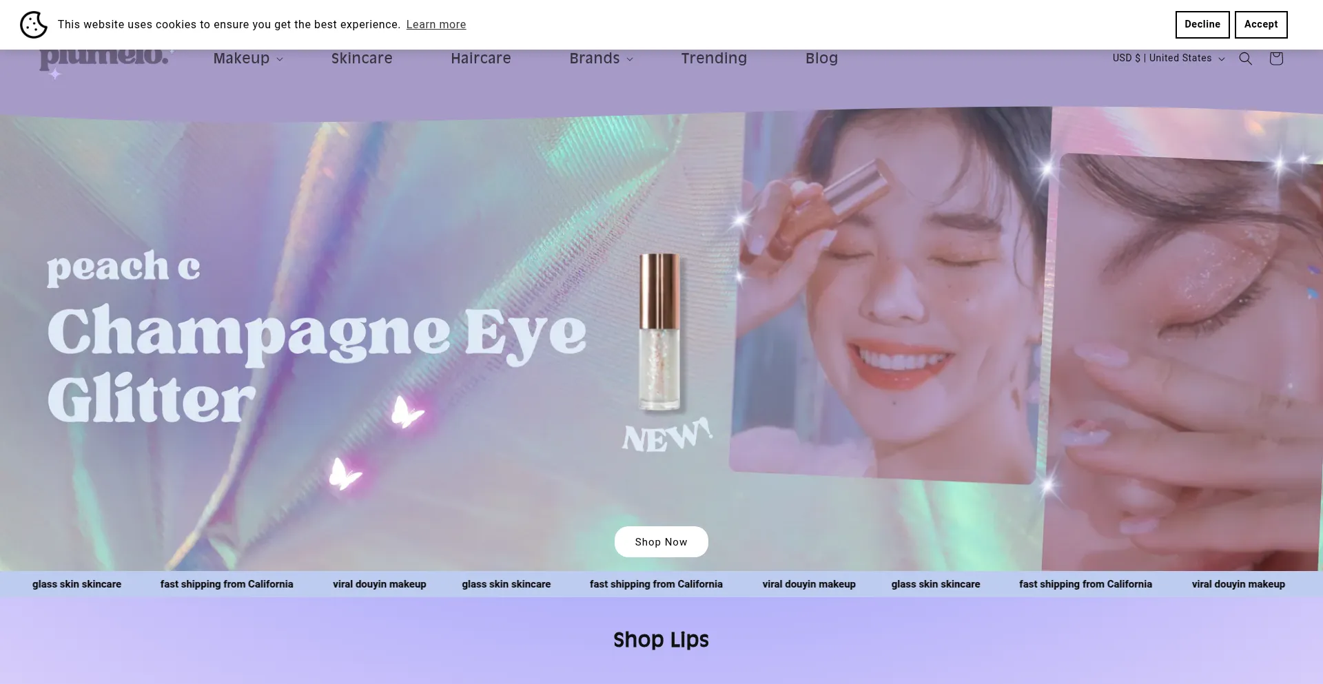 Website screenshot of Plumelobeauty.com