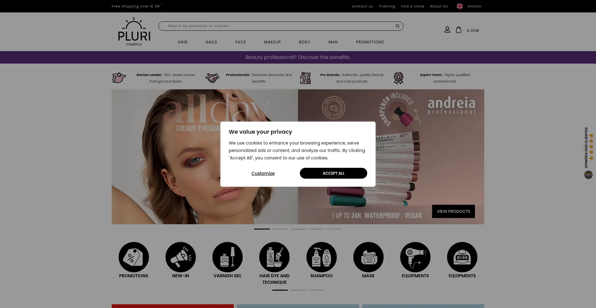 Website screenshot of Pluricosmetica.com