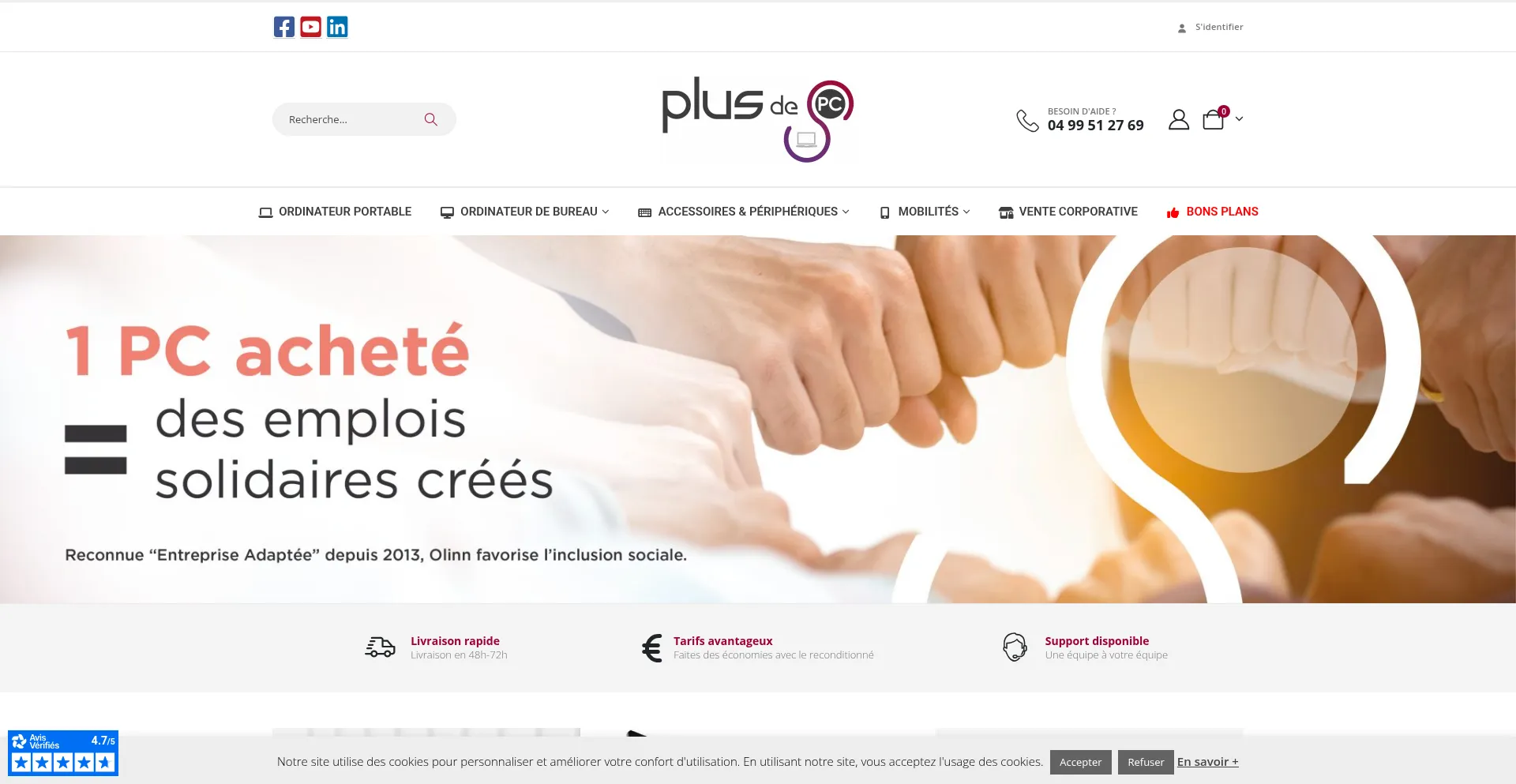 Website screenshot of Plusdepc.com