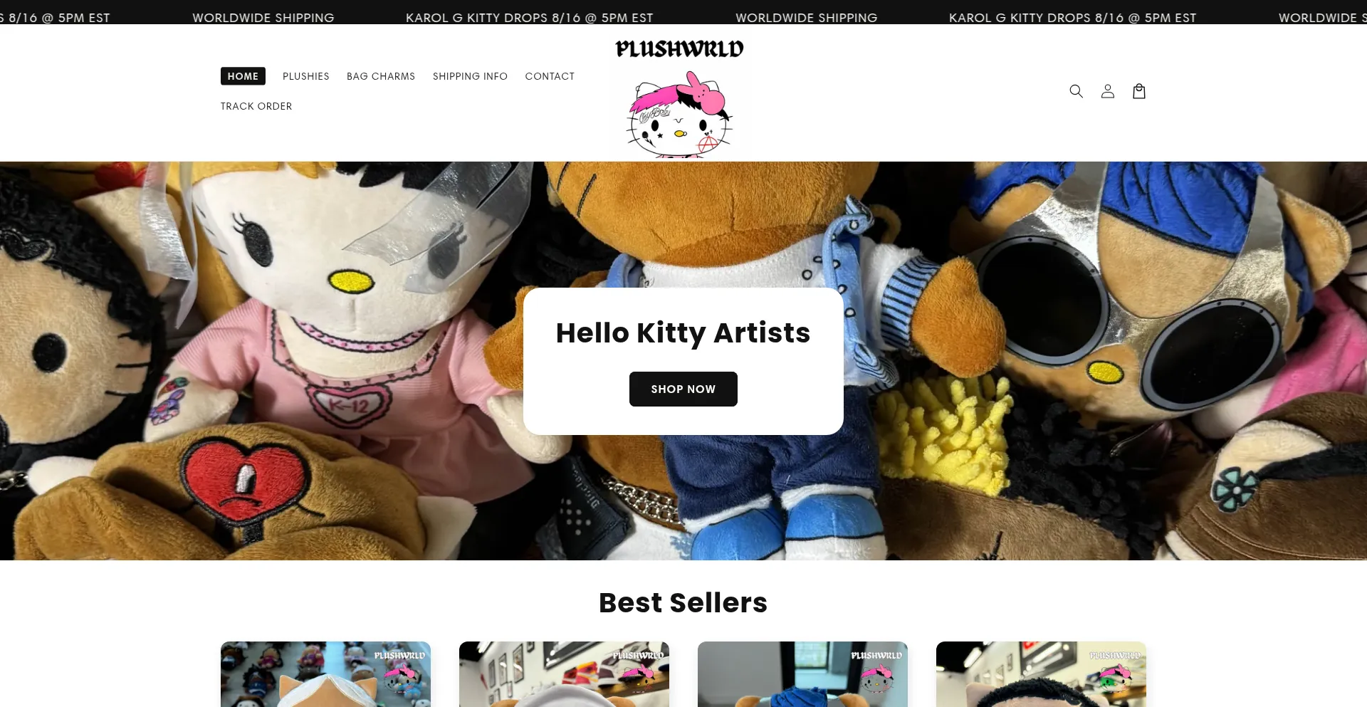 Website screenshot of Plushwrld.shop
