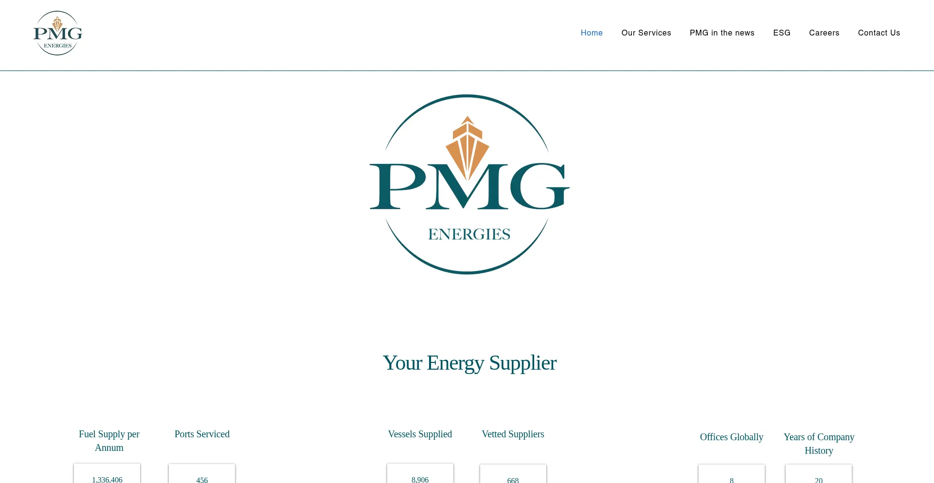 Website screenshot of Pmgenergies.com