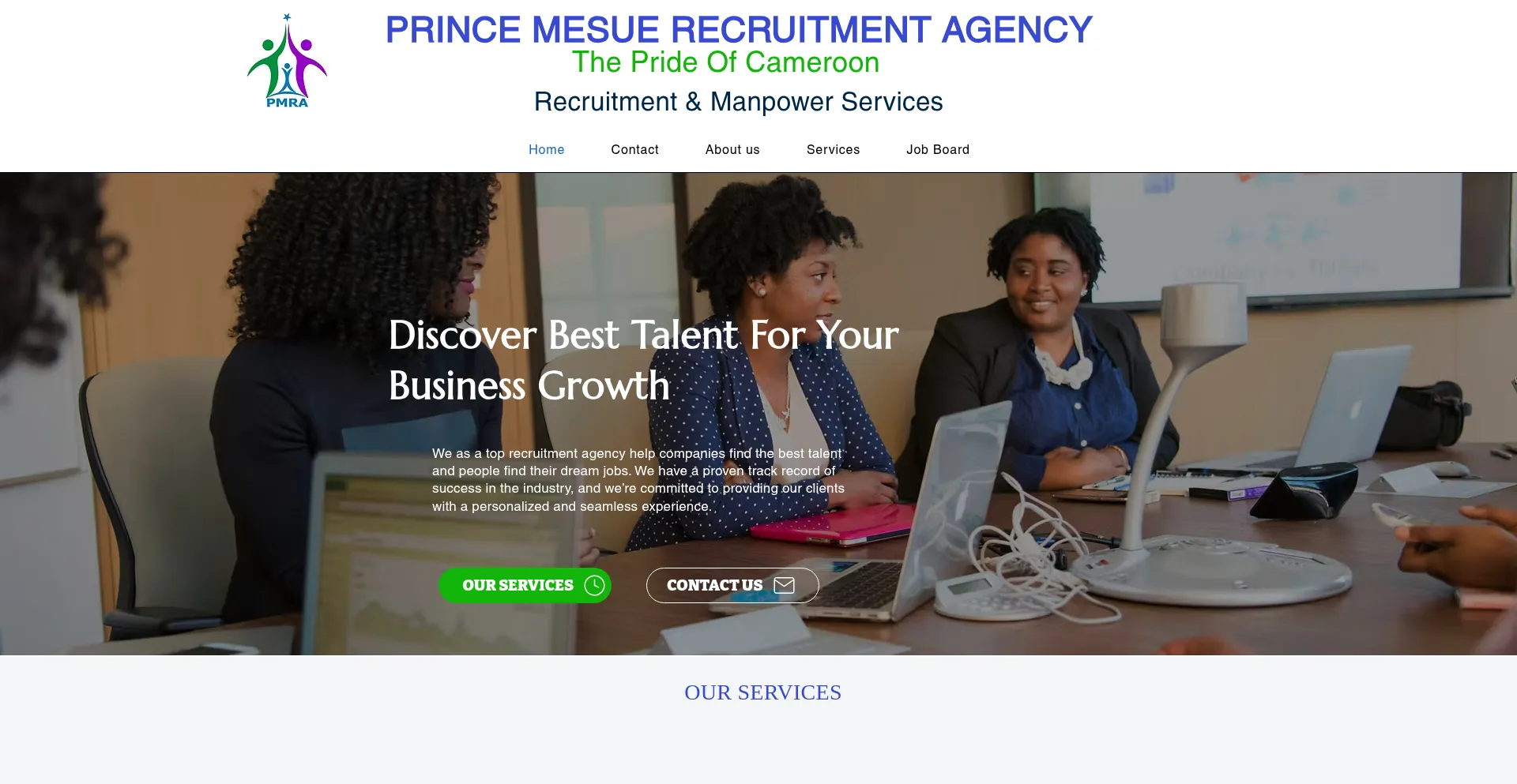 Website screenshot of Pmra-cm.com