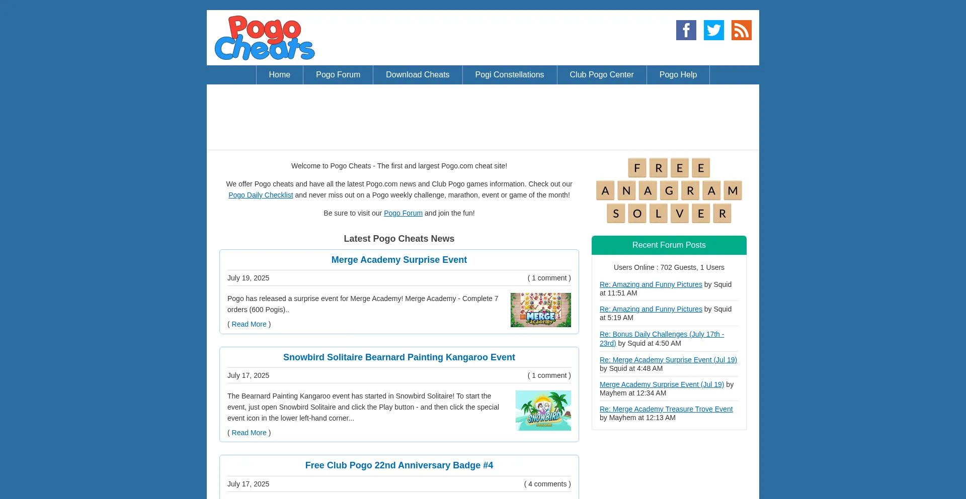Website screenshot of Pogocheats.net