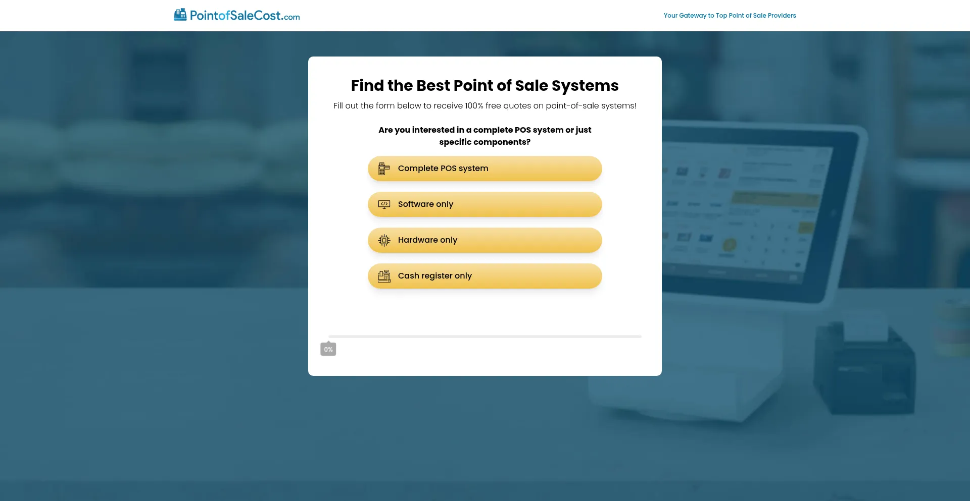Website screenshot of Pointofsalecost.com