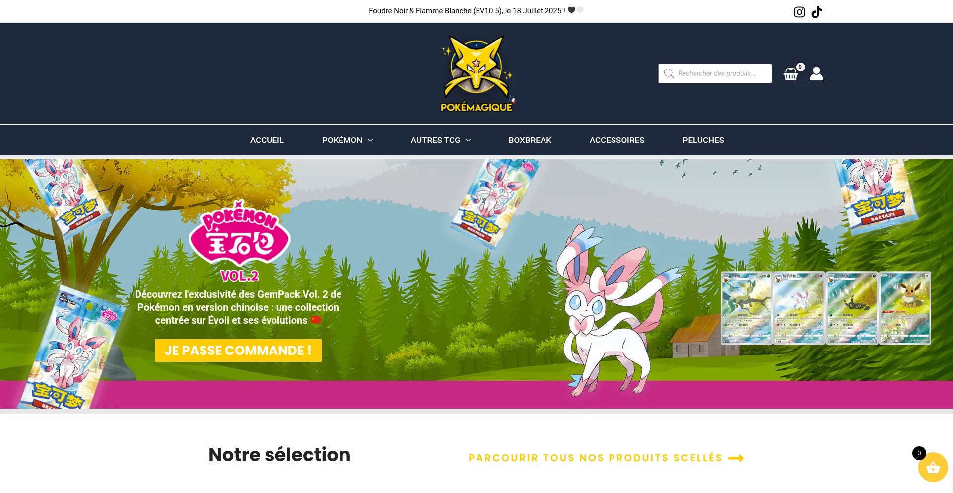 Website screenshot of Pokemagique.fr