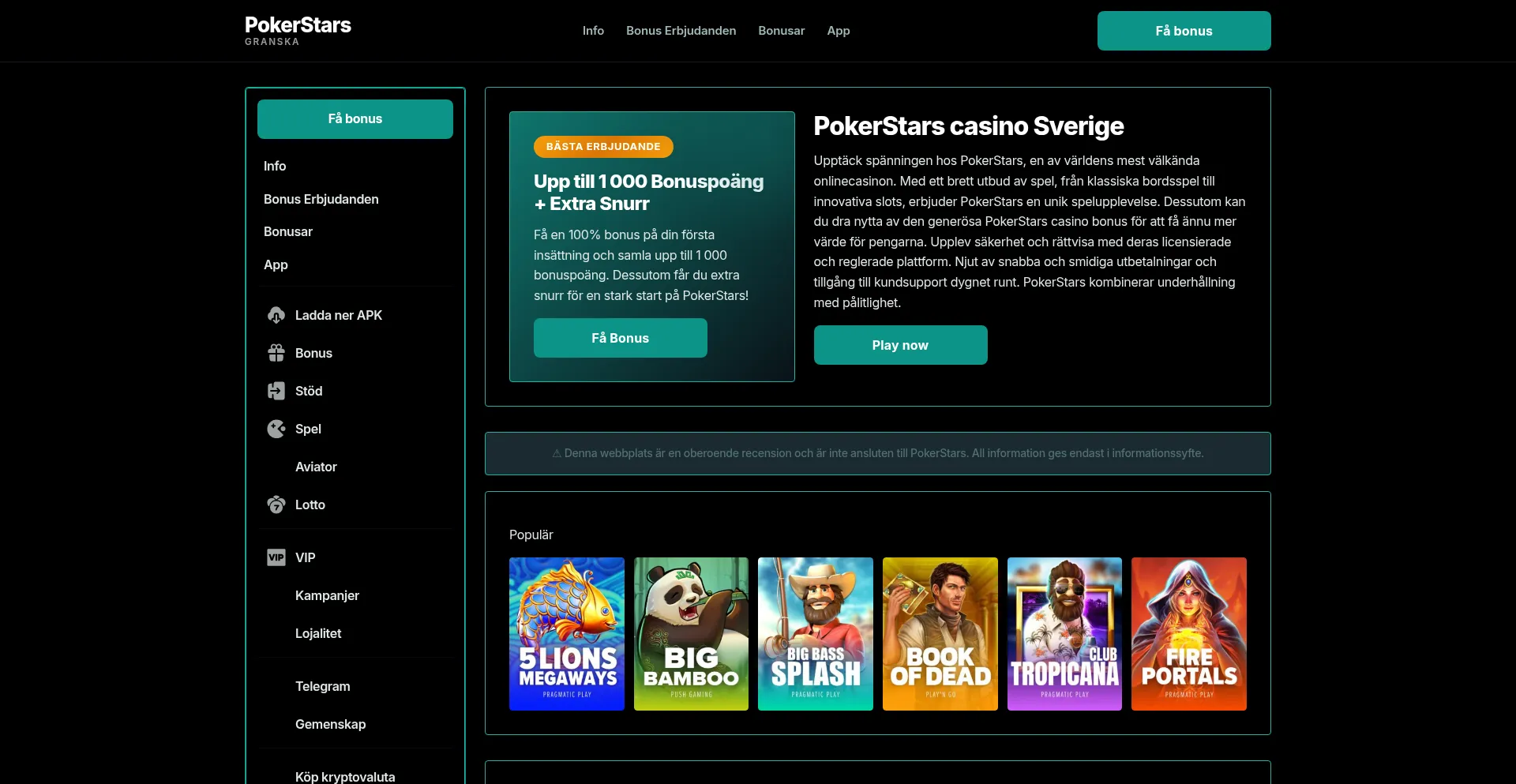Pokerstarscasinosverige.com