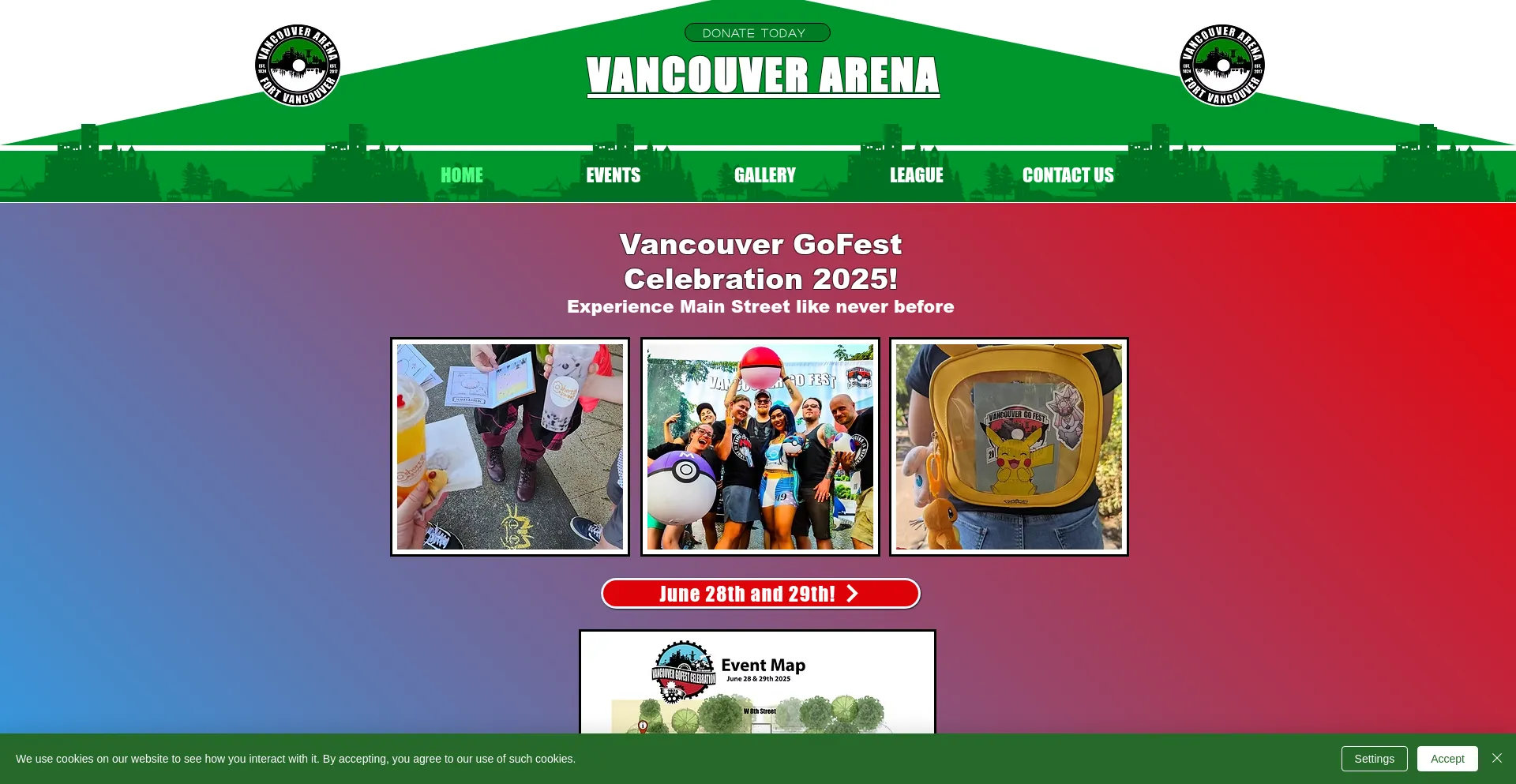 Website screenshot of Pokevancouverarena.com