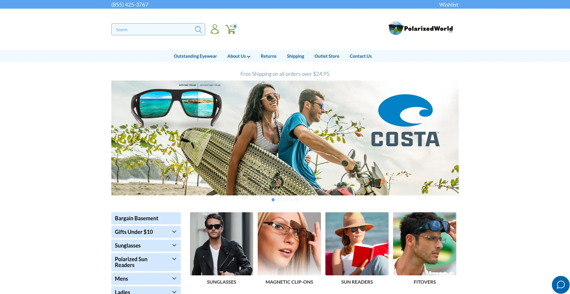 Website screenshot of Polarizedworld.com