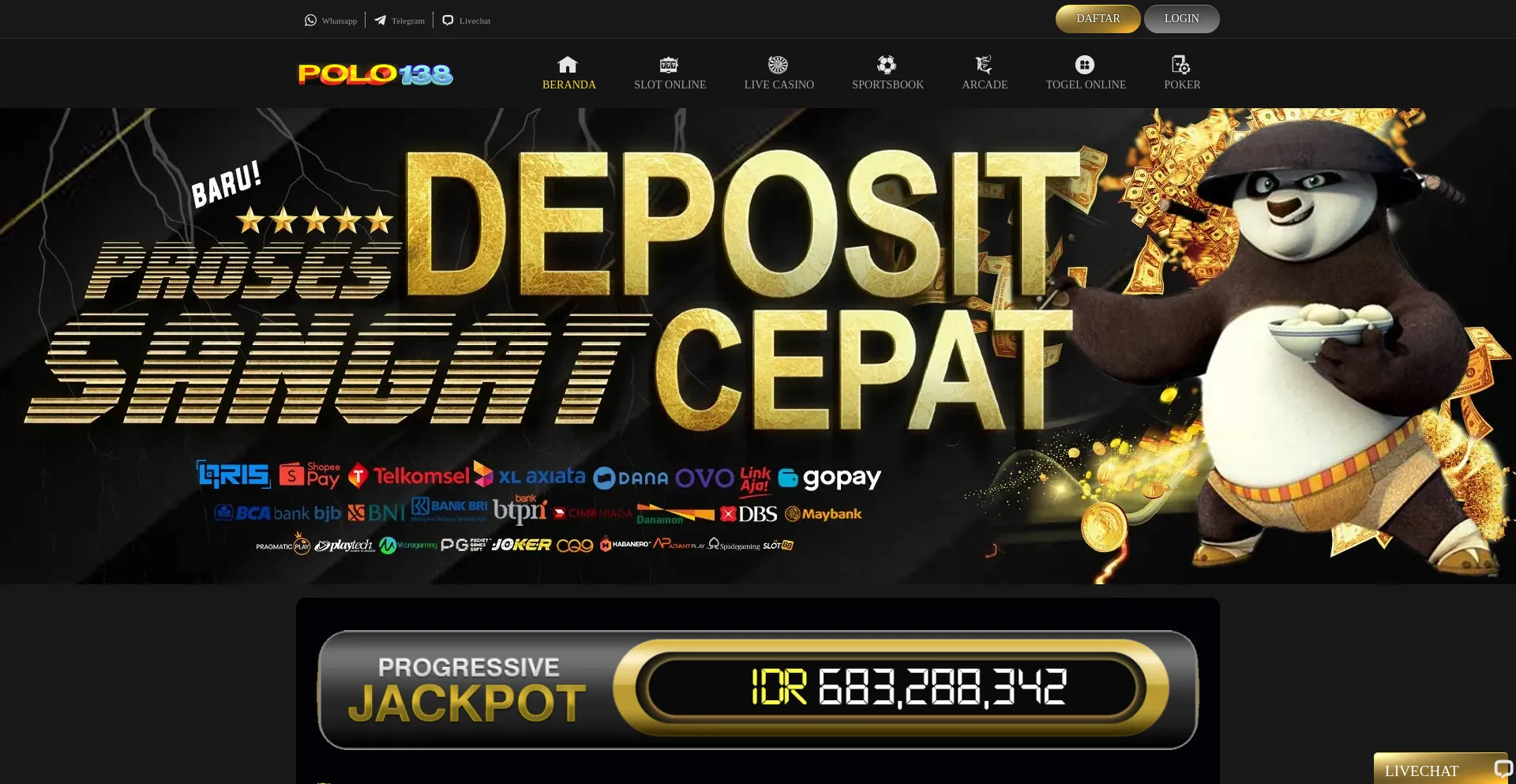 Website screenshot of Polo138.net