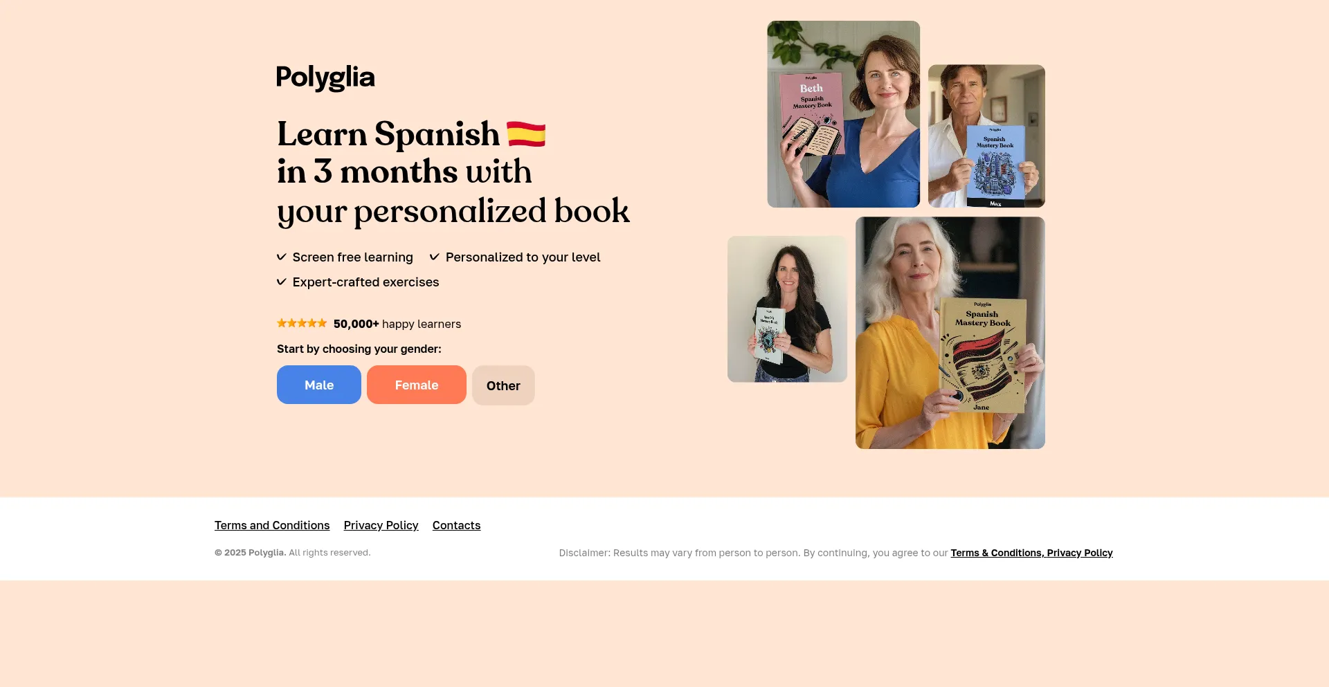Website screenshot of Polyglia.com