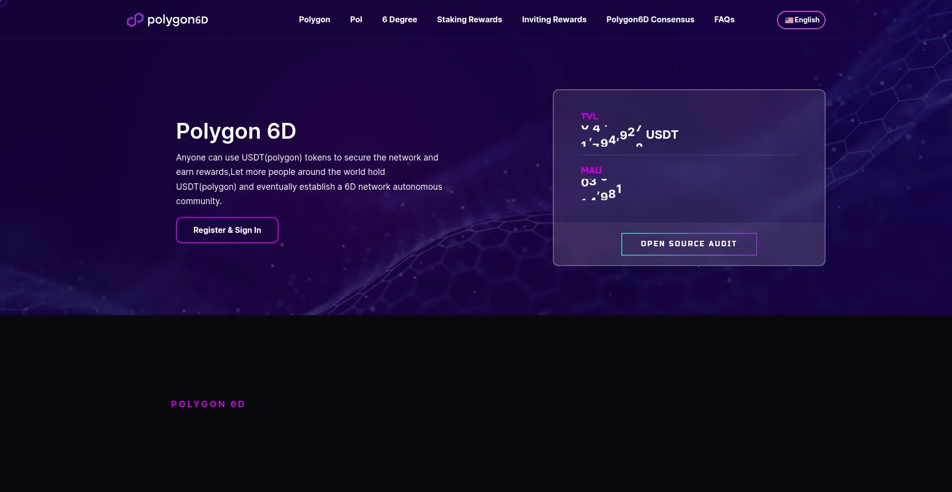 Website screenshot of Polygon6d.io