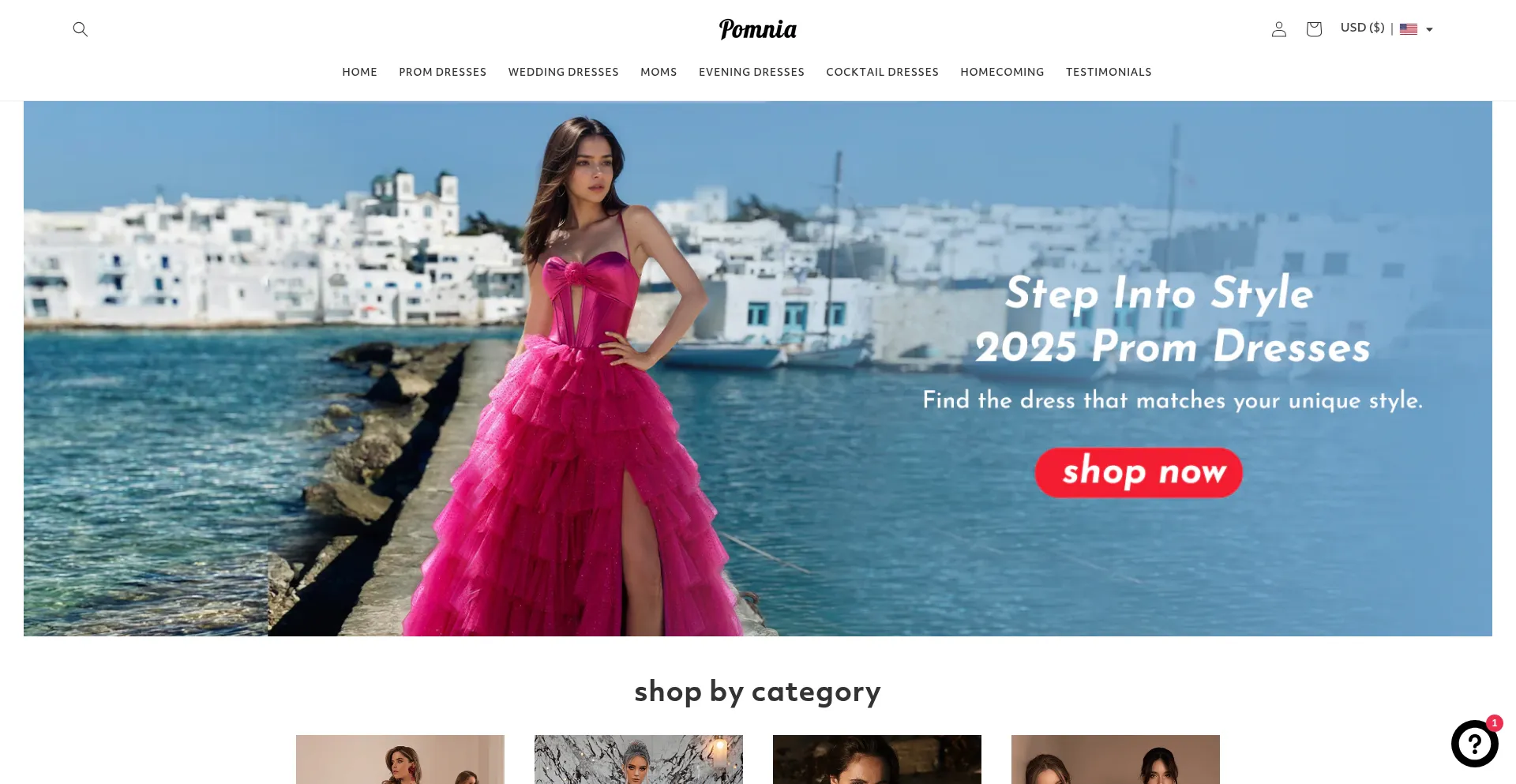 Website screenshot of Pomnia.com
