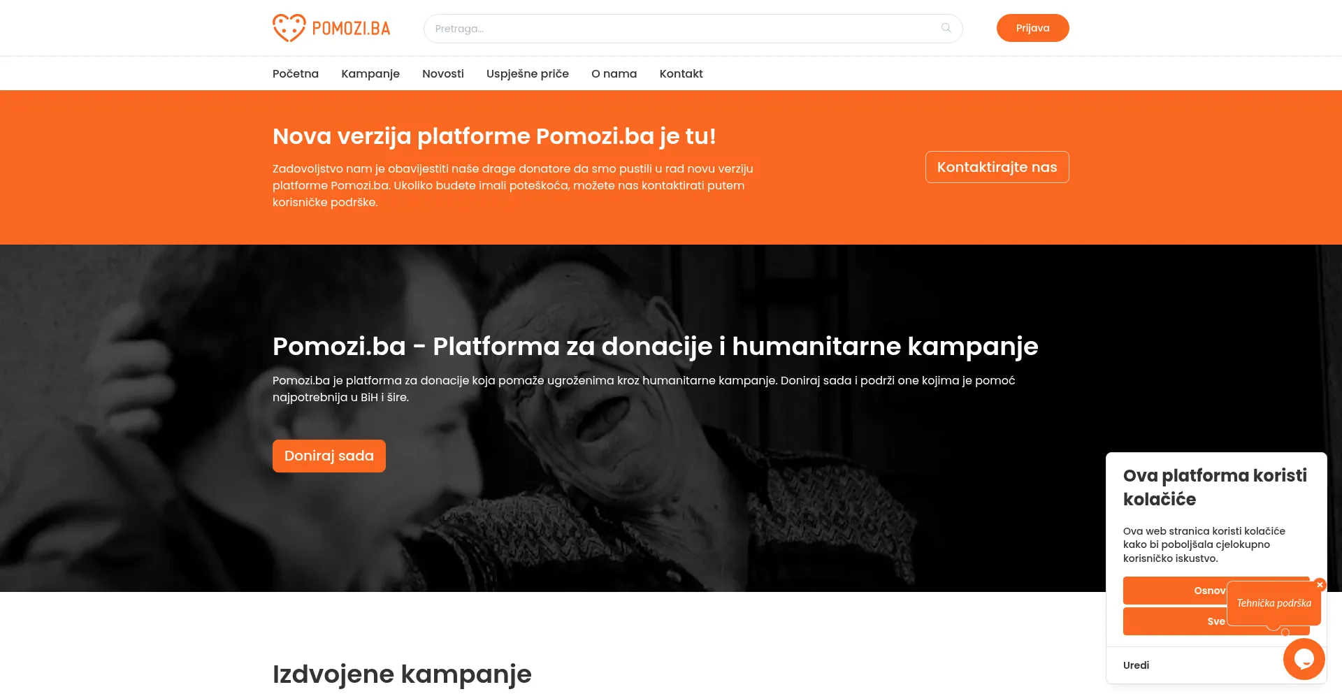 Website screenshot of Pomoziba.org