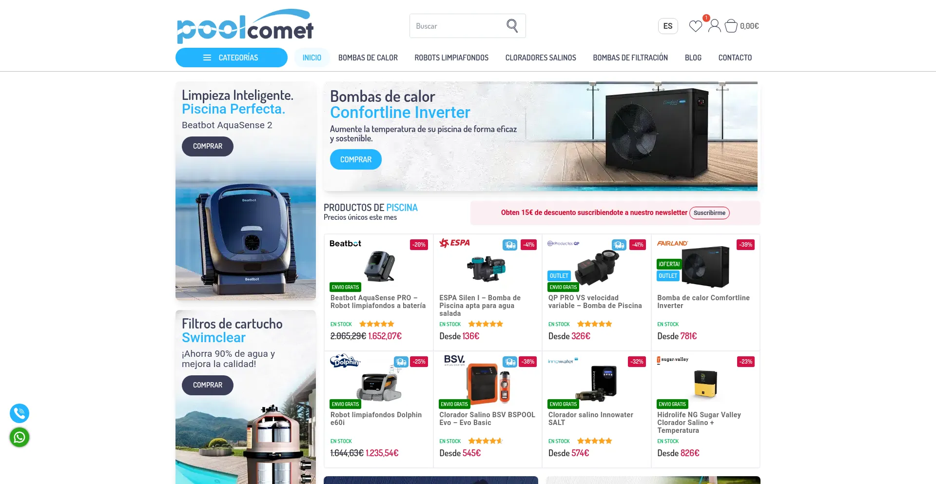Website screenshot of Poolcomet.com