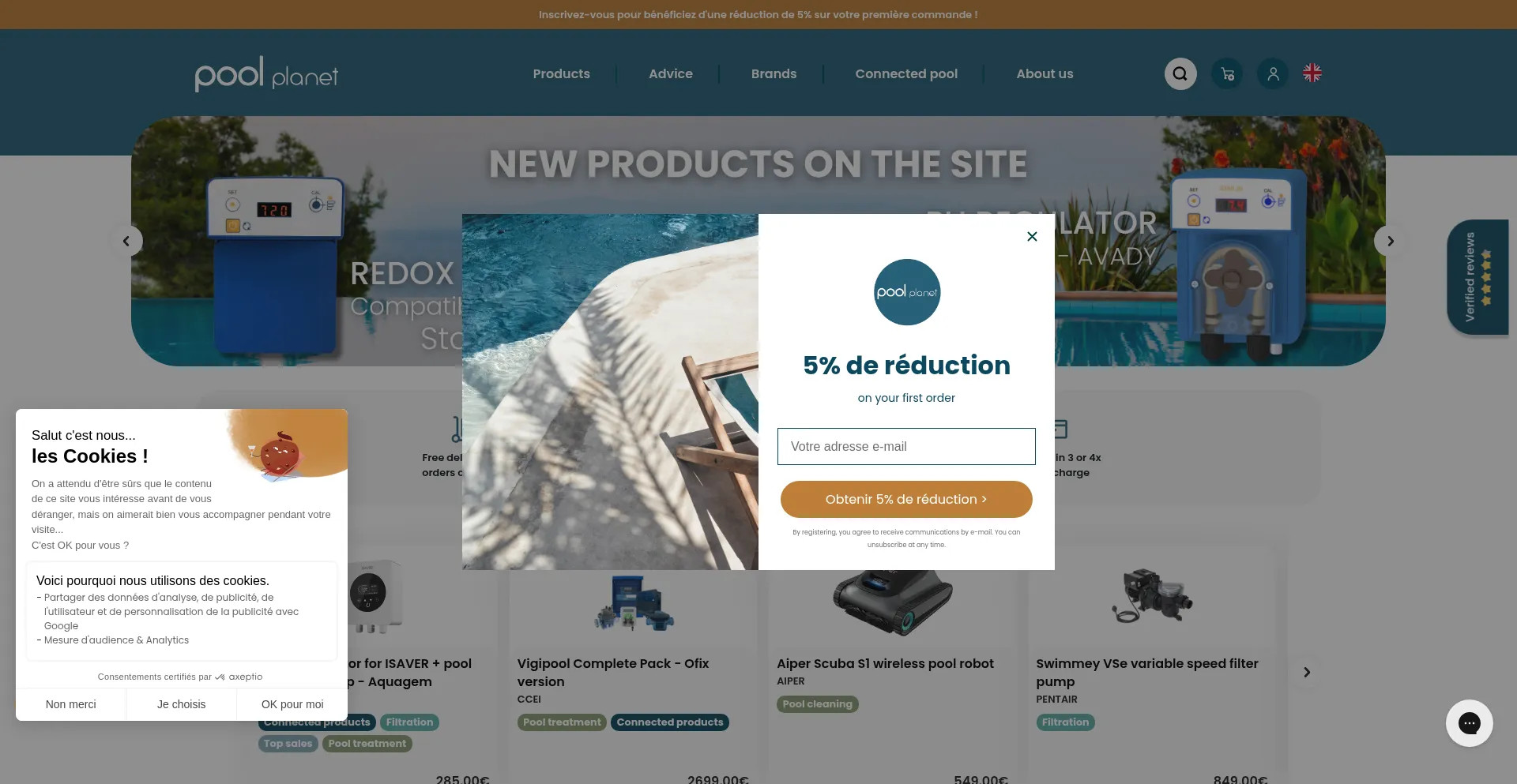 Website screenshot of Poolplanet.com