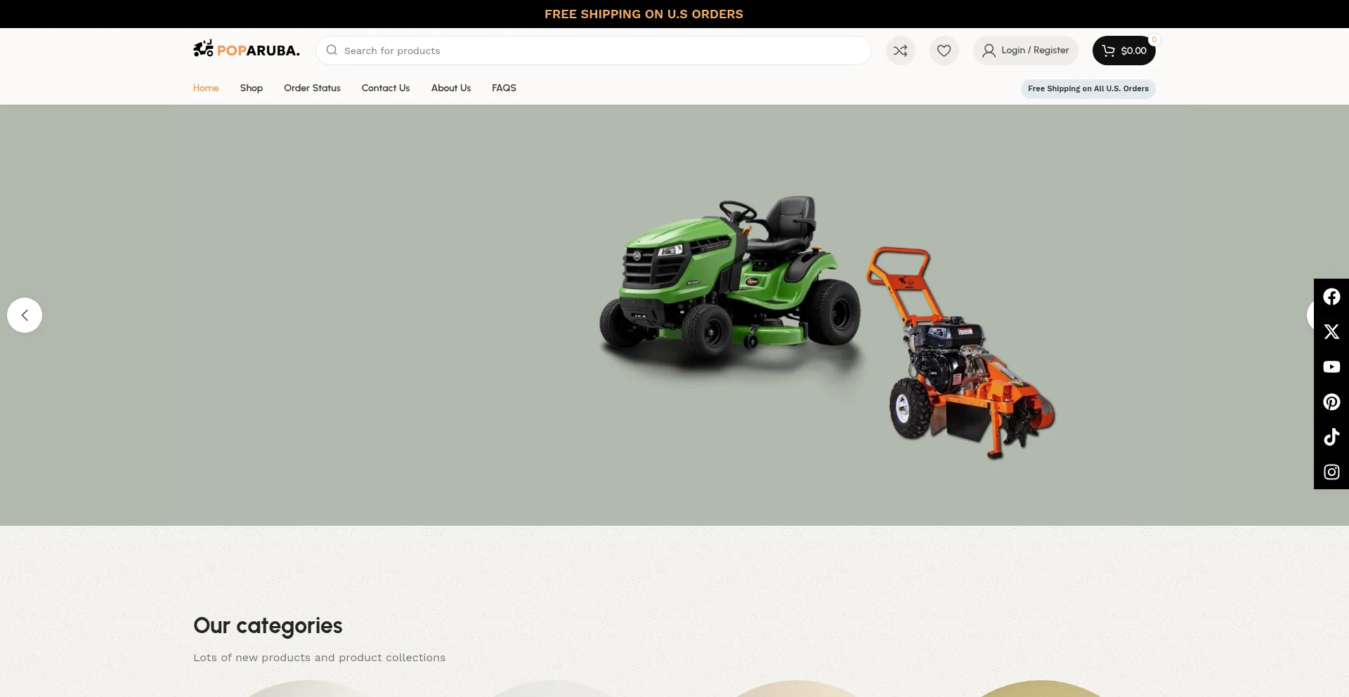 Website screenshot of Poparuba.com