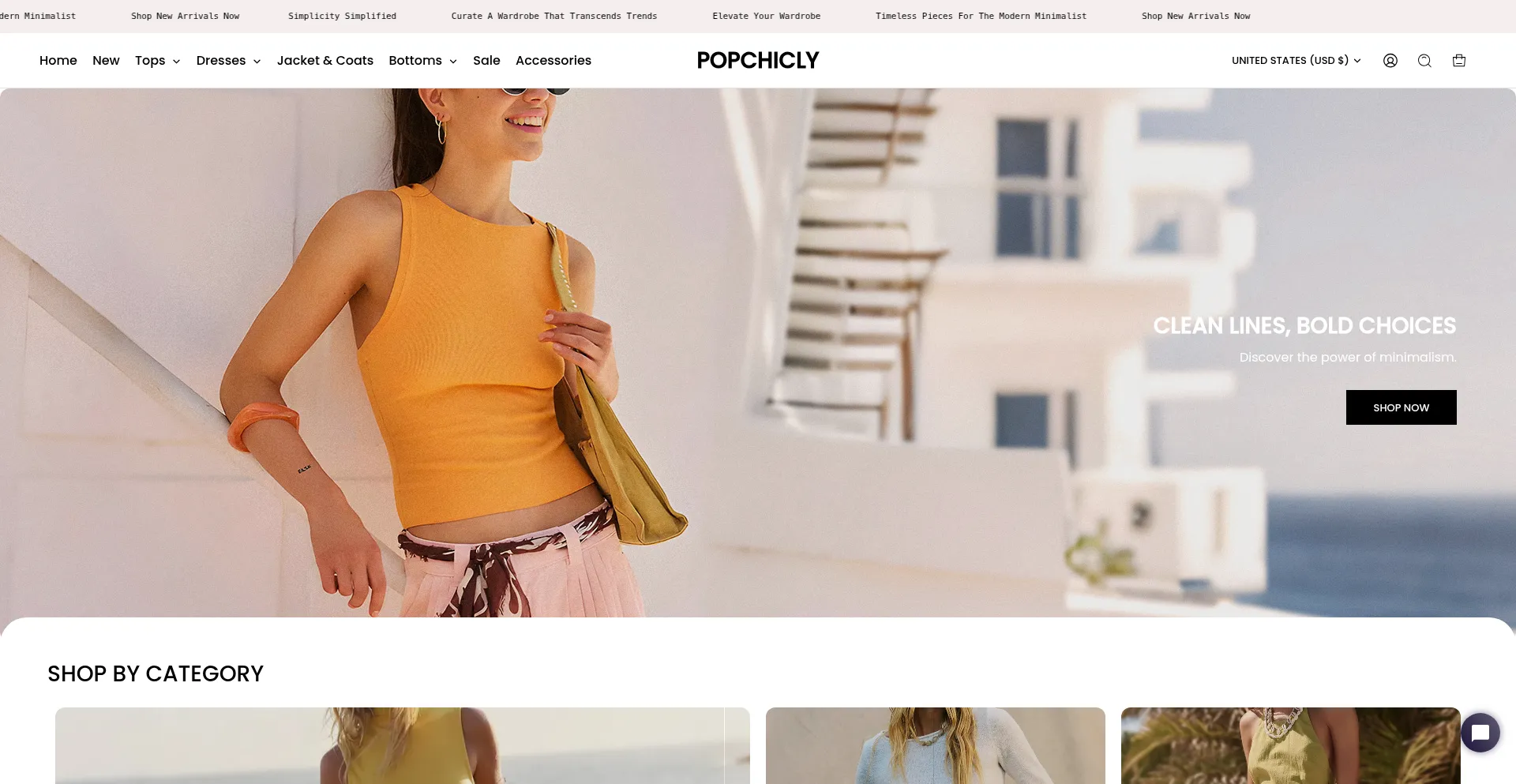 Website screenshot of Popchicly.com