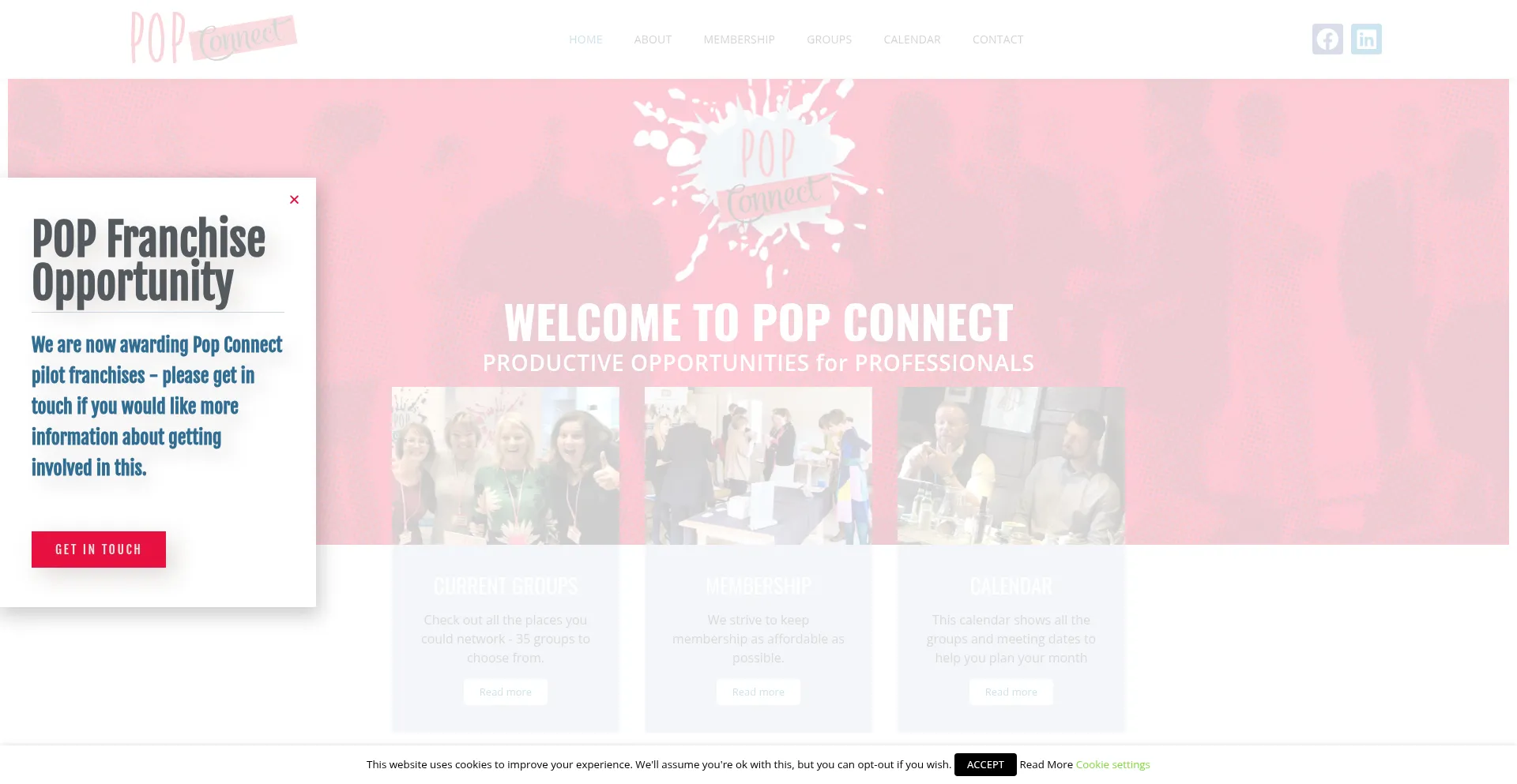 Website screenshot of Popconnect.net