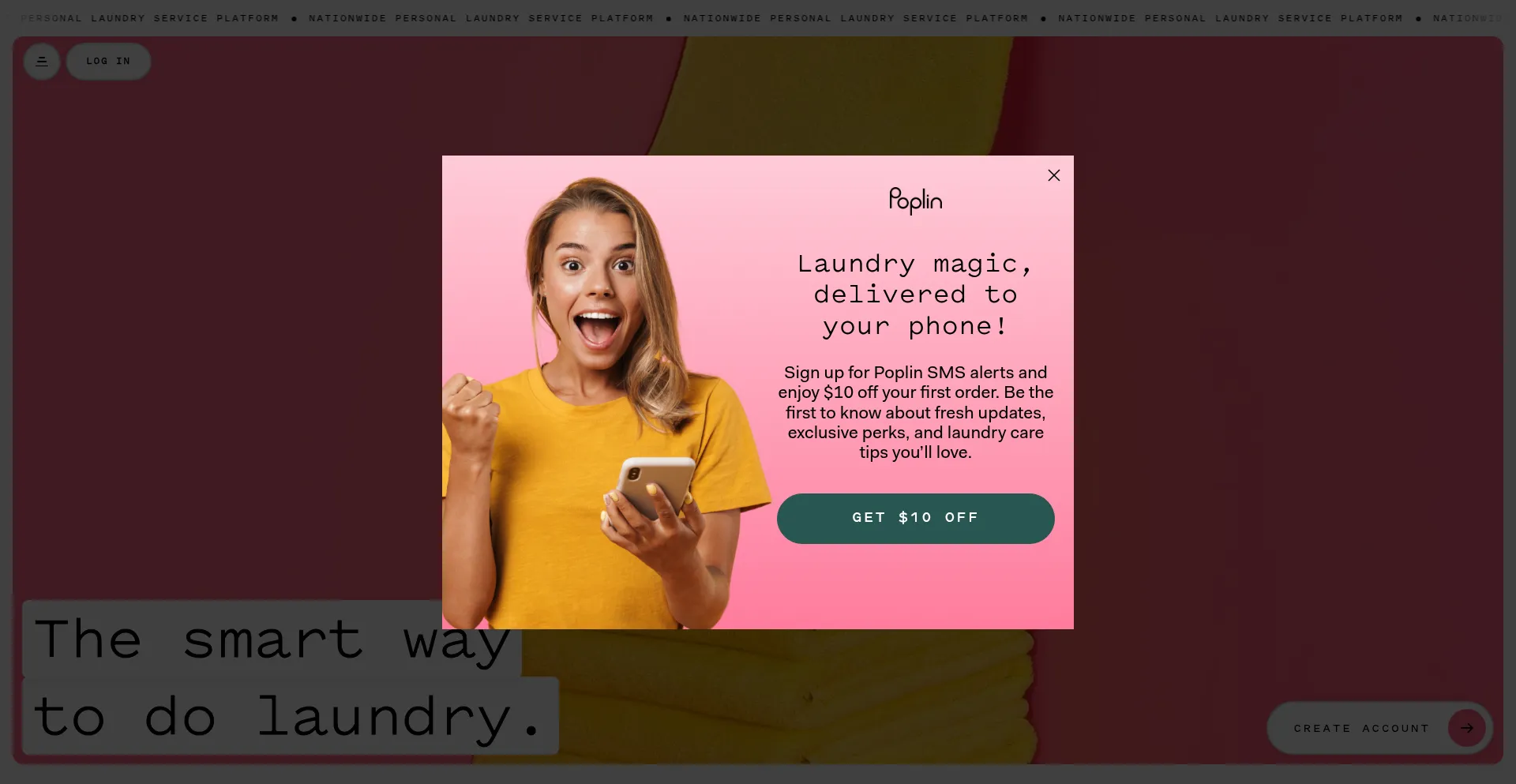 Website screenshot of Poplin.co