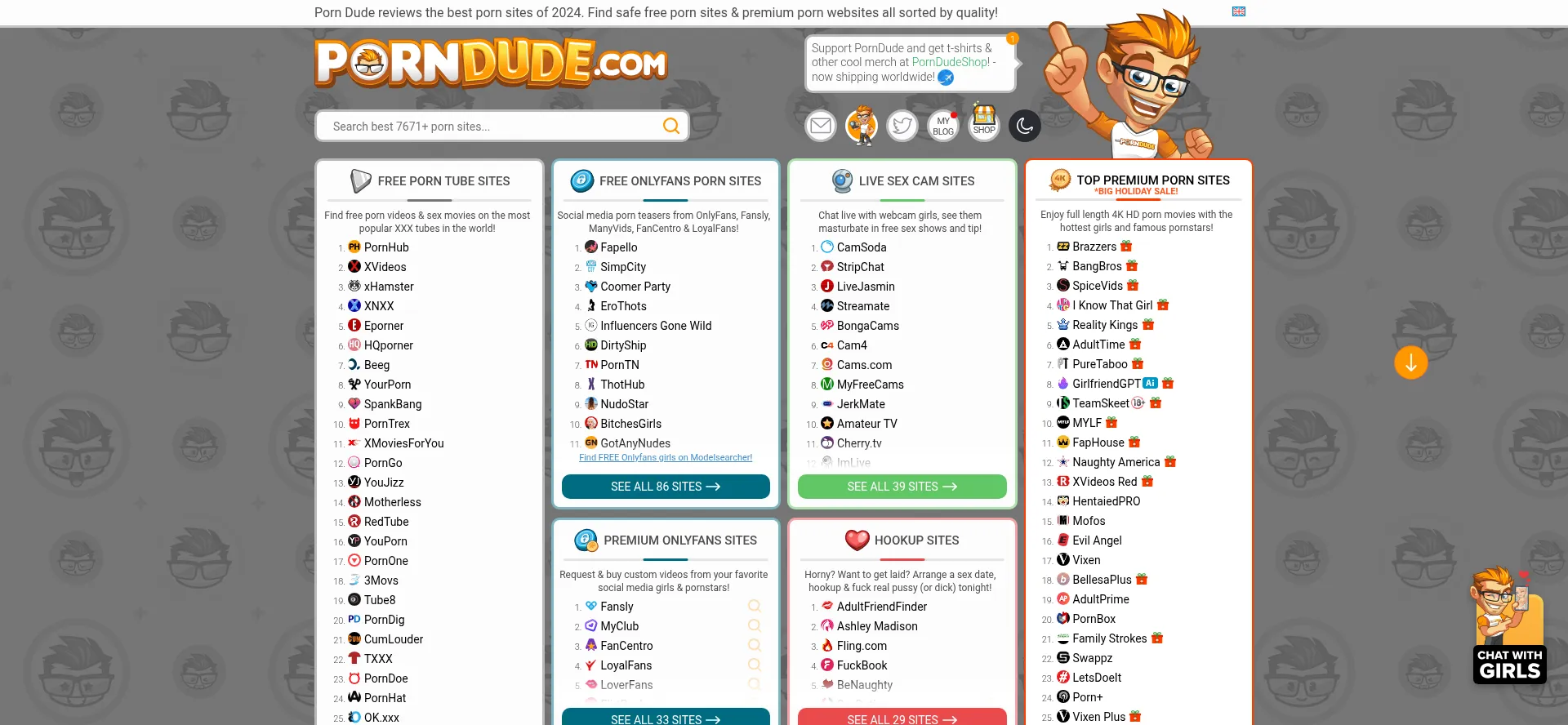 Website screenshot of Porndude.link