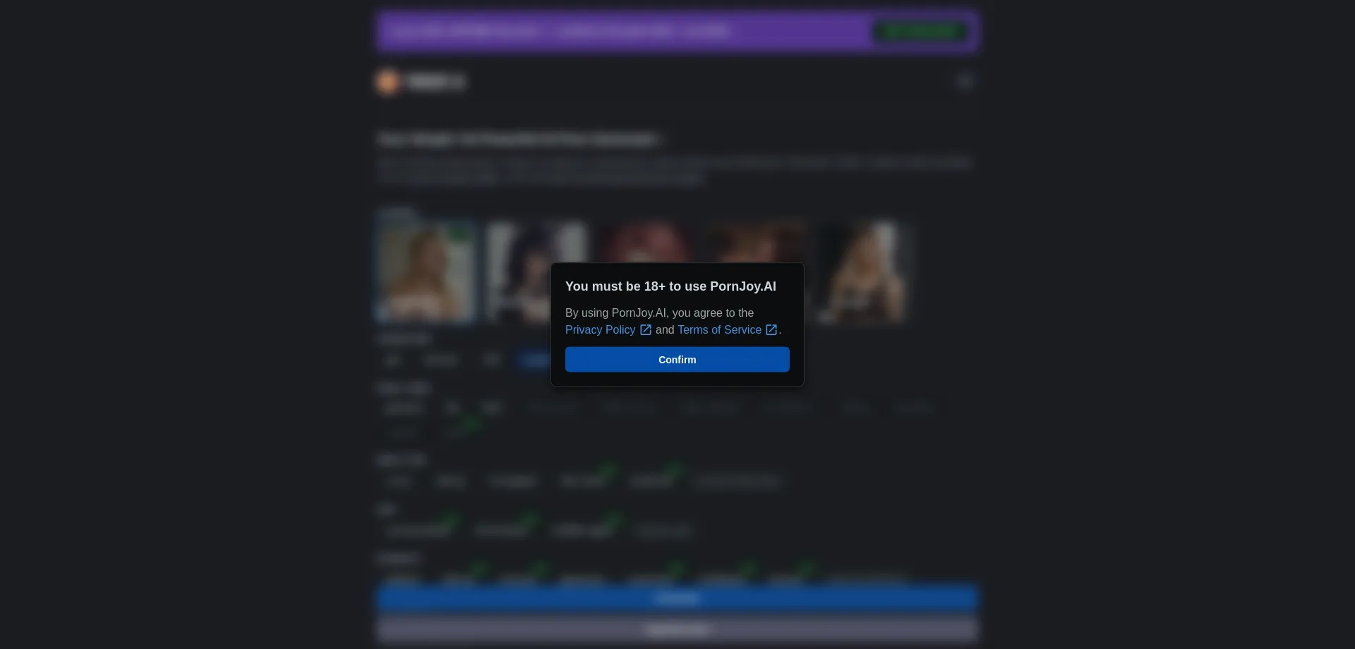 Website screenshot of Pornjoy.ai