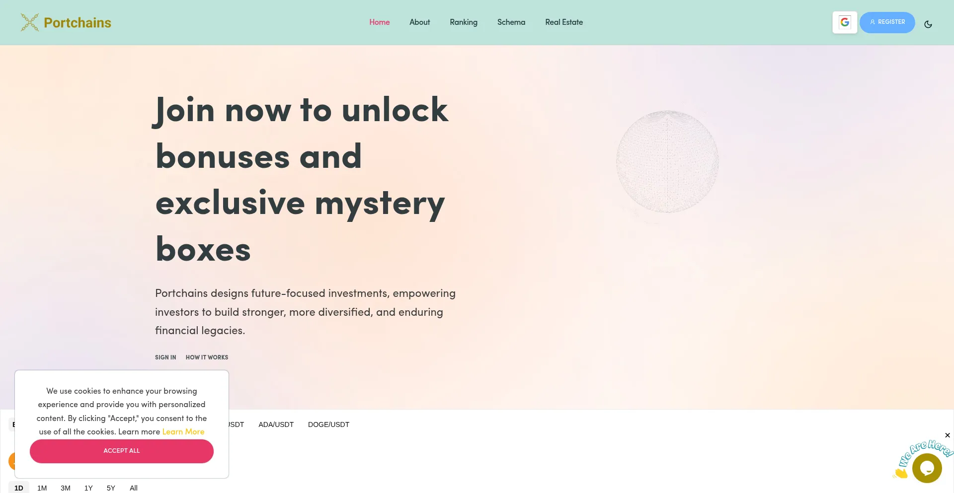 Website screenshot of Portchains.website